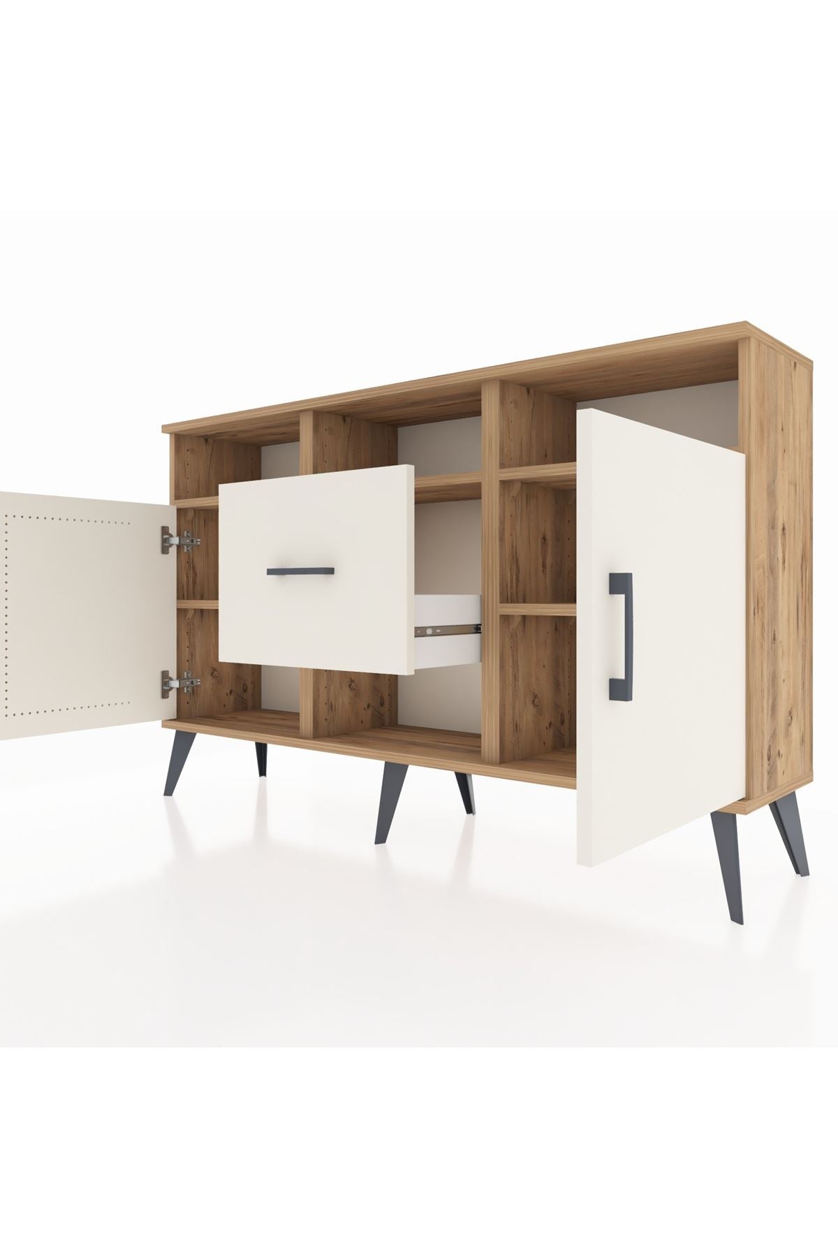 Arges Konsol 5 Raflı Tek Çekmeceli 2 Kapaklı 132x30x83 - S144M040V22A