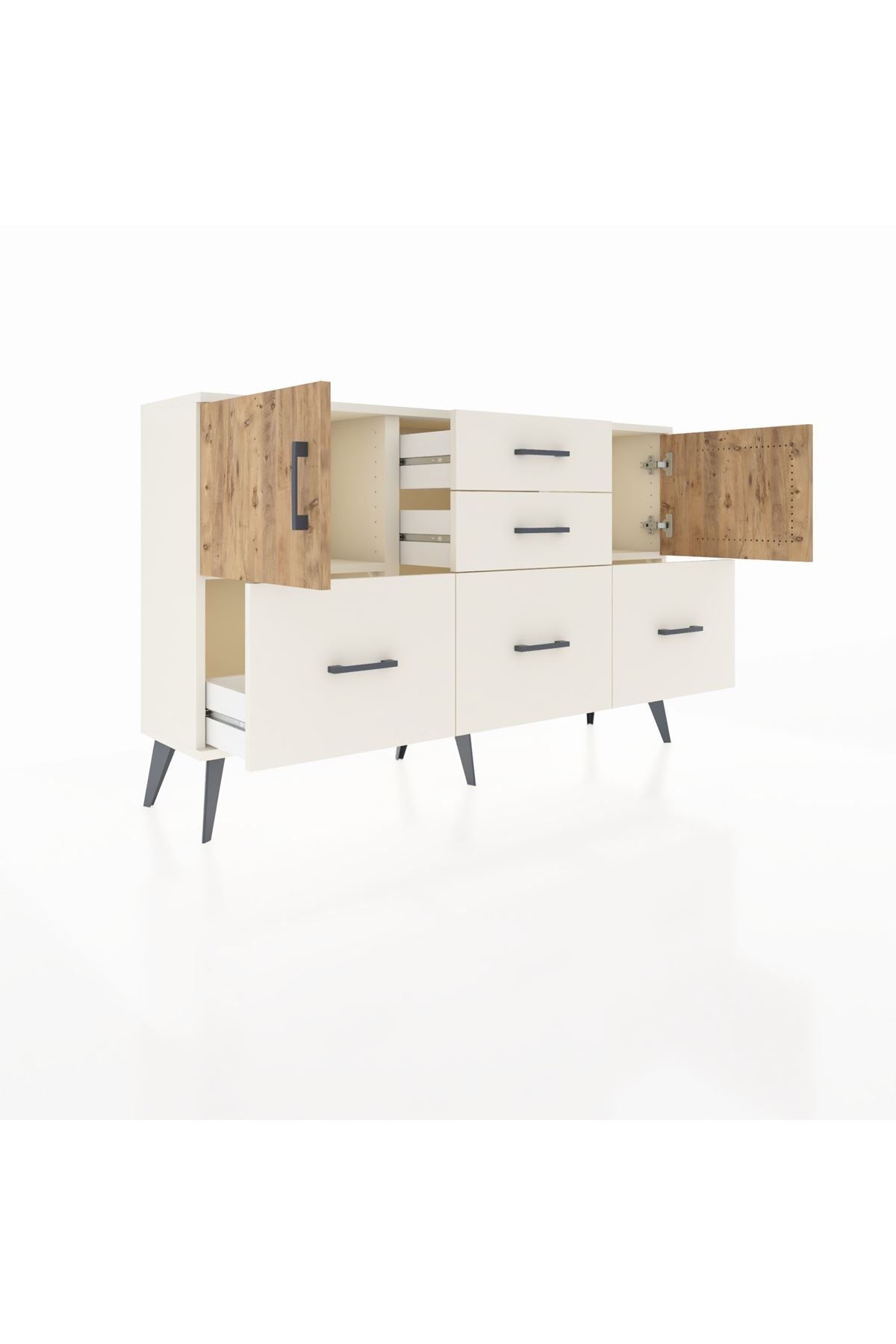 Arges Konsol 2 Raflı 5 Çekmeceli 2 Kapaklı 132x30x83 - S144M042V01A