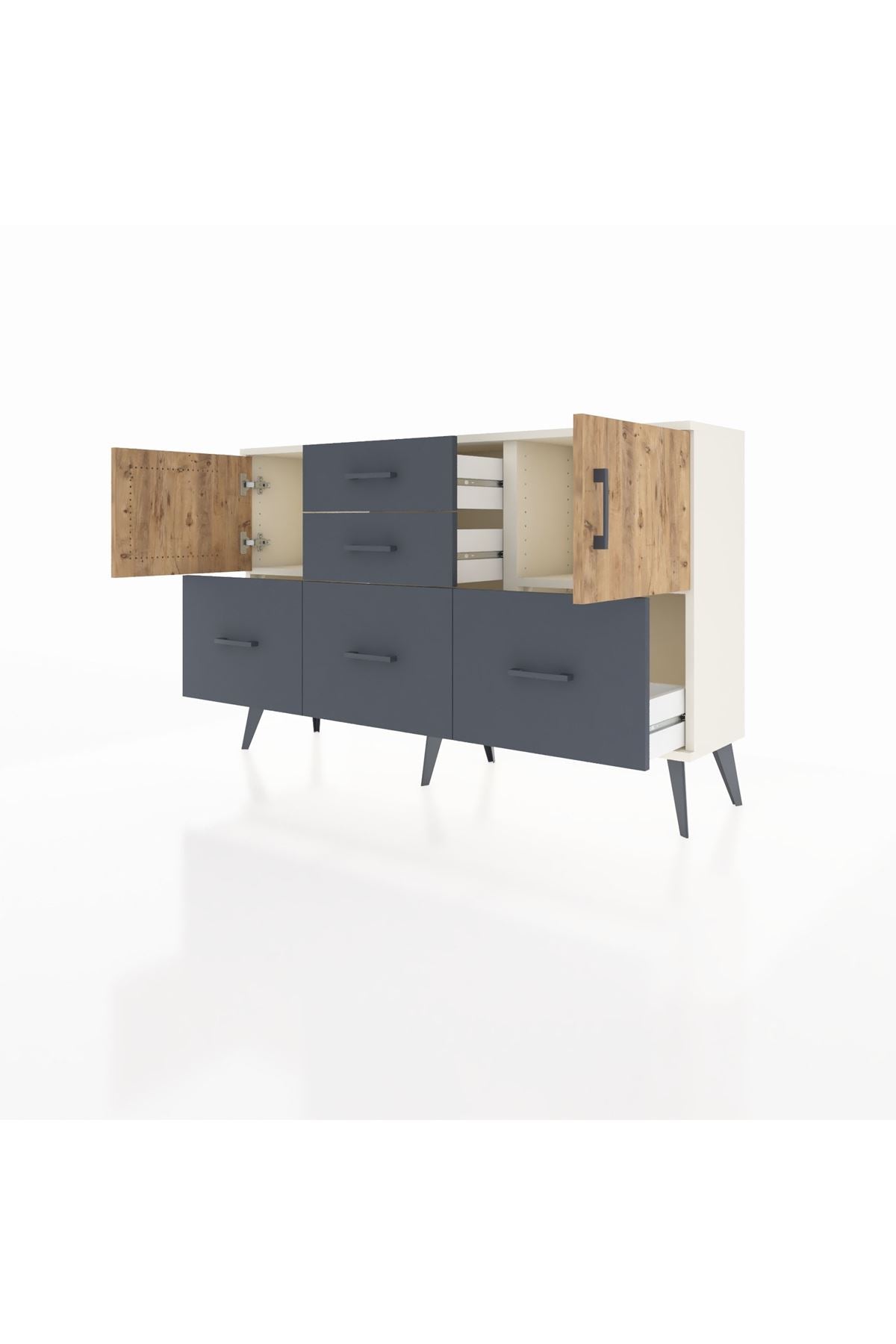 Arges Konsol 2 Raflı 5 Çekmeceli 2 Kapaklı 132x30x83 - S144M042V02A