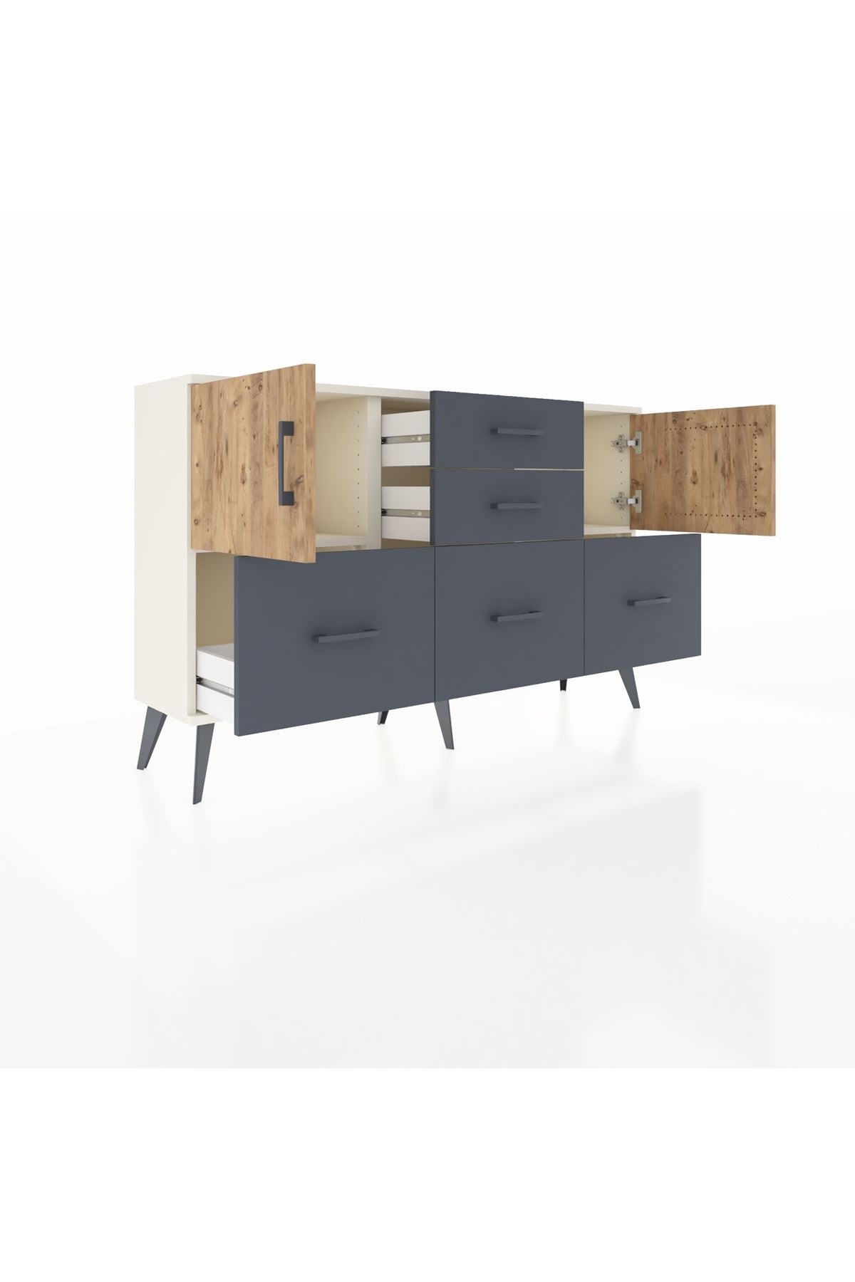 Arges Konsol 2 Raflı 5 Çekmeceli 2 Kapaklı 132x30x83 - S144M042V02A