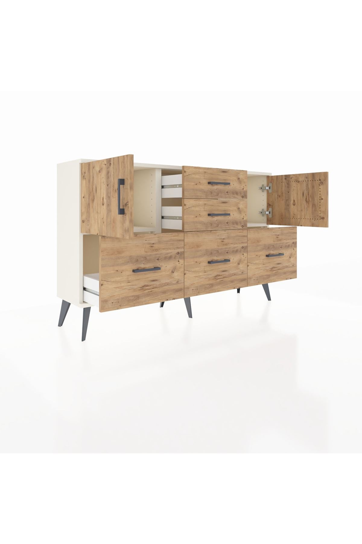 Arges Konsol 2 Raflı 5 Çekmeceli 2 Kapaklı 132x30x83 - S144M042V03A