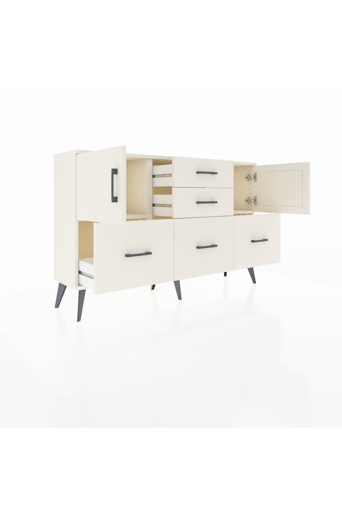 Arges Konsol 2 Raflı 5 Çekmeceli 2 Kapaklı 132x30x83 - S144M042V04A