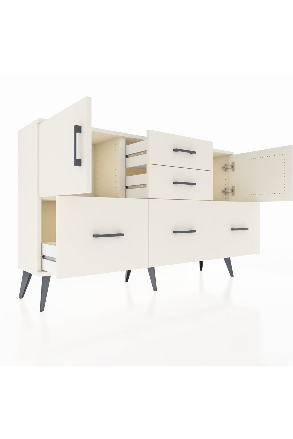 Arges Konsol 2 Raflı 5 Çekmeceli 2 Kapaklı 132x30x83 - S144M042V04A