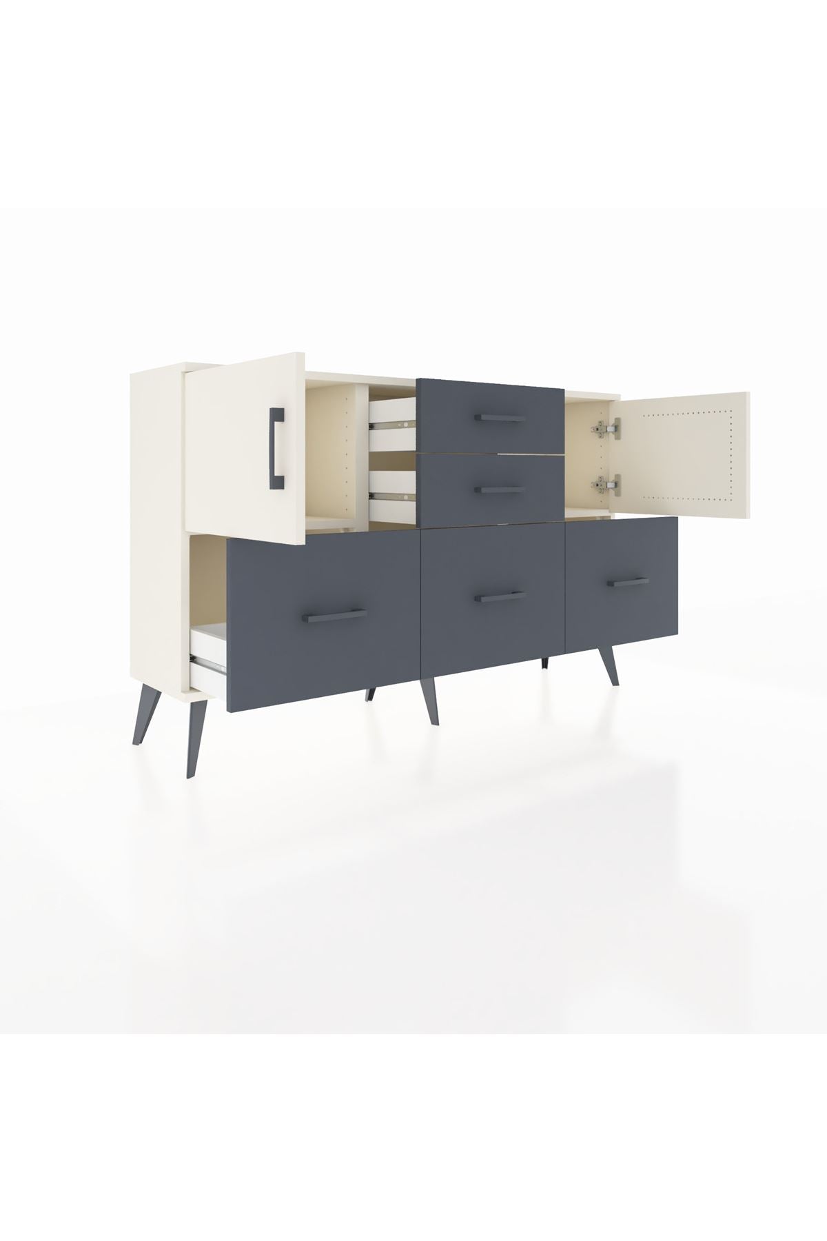 Arges Konsol 2 Raflı 5 Çekmeceli 2 Kapaklı 132x30x83 - S144M042V05A