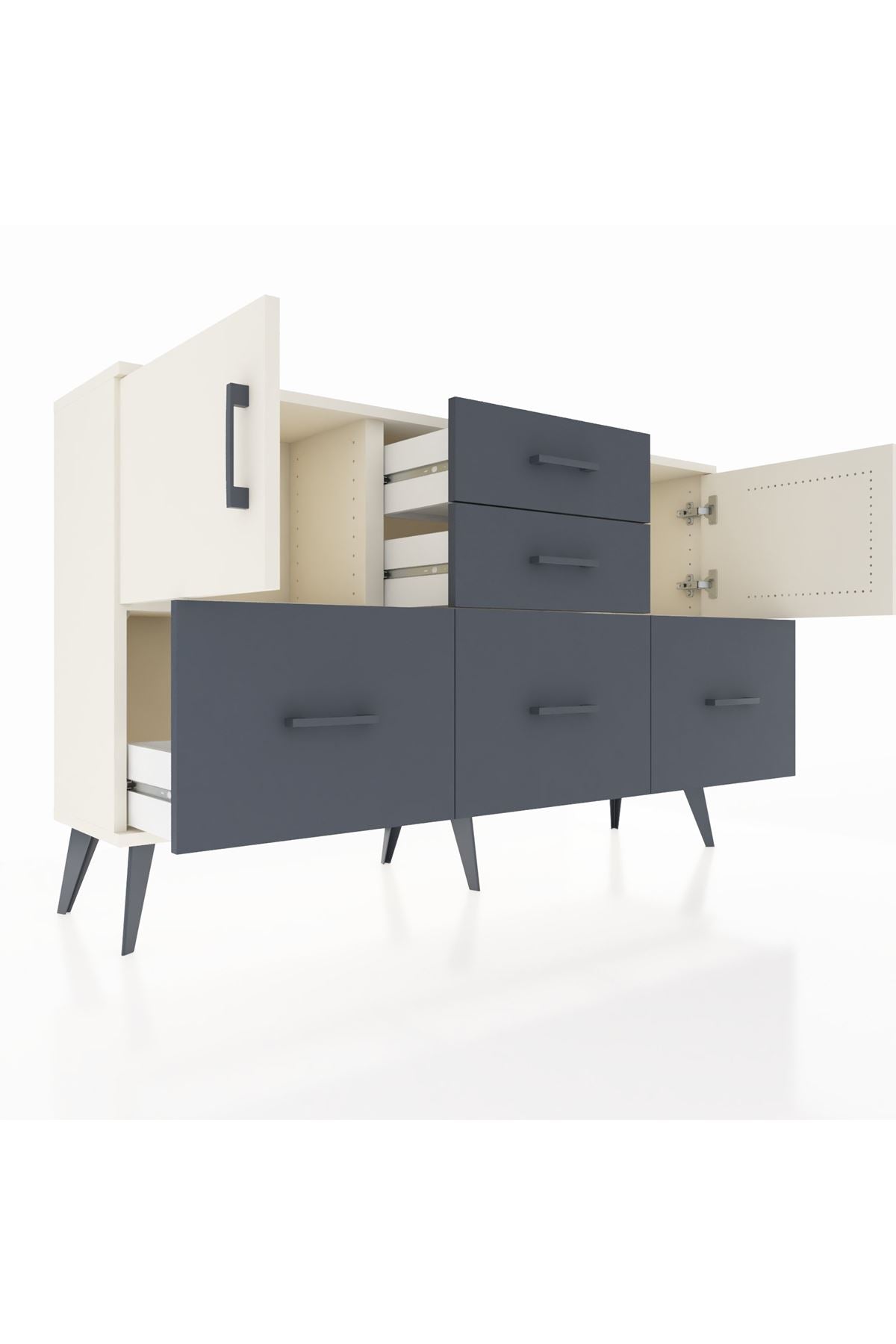 Arges Konsol 2 Raflı 5 Çekmeceli 2 Kapaklı 132x30x83 - S144M042V05A