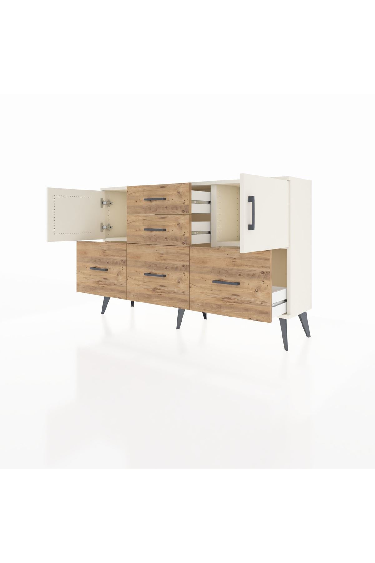 Arges Konsol 2 Raflı 5 Çekmeceli 2 Kapaklı 132x30x83 - S144M042V06A