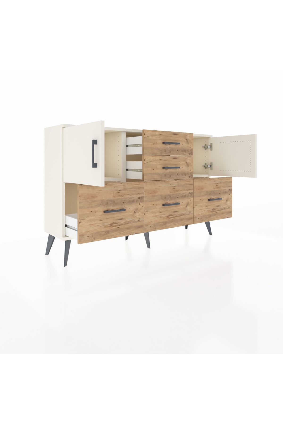 Arges Konsol 2 Raflı 5 Çekmeceli 2 Kapaklı 132x30x83 - S144M042V06A