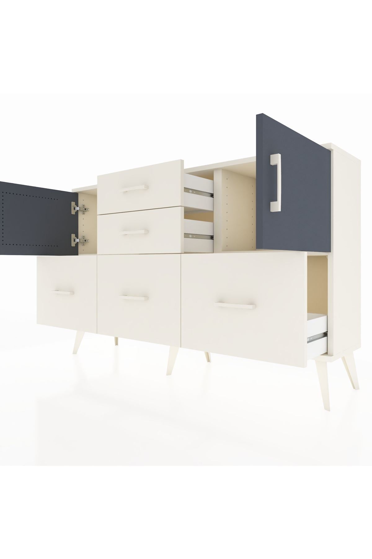 Arges Konsol 2 Raflı 5 Çekmeceli 2 Kapaklı 132x30x83 - S144M042V07A