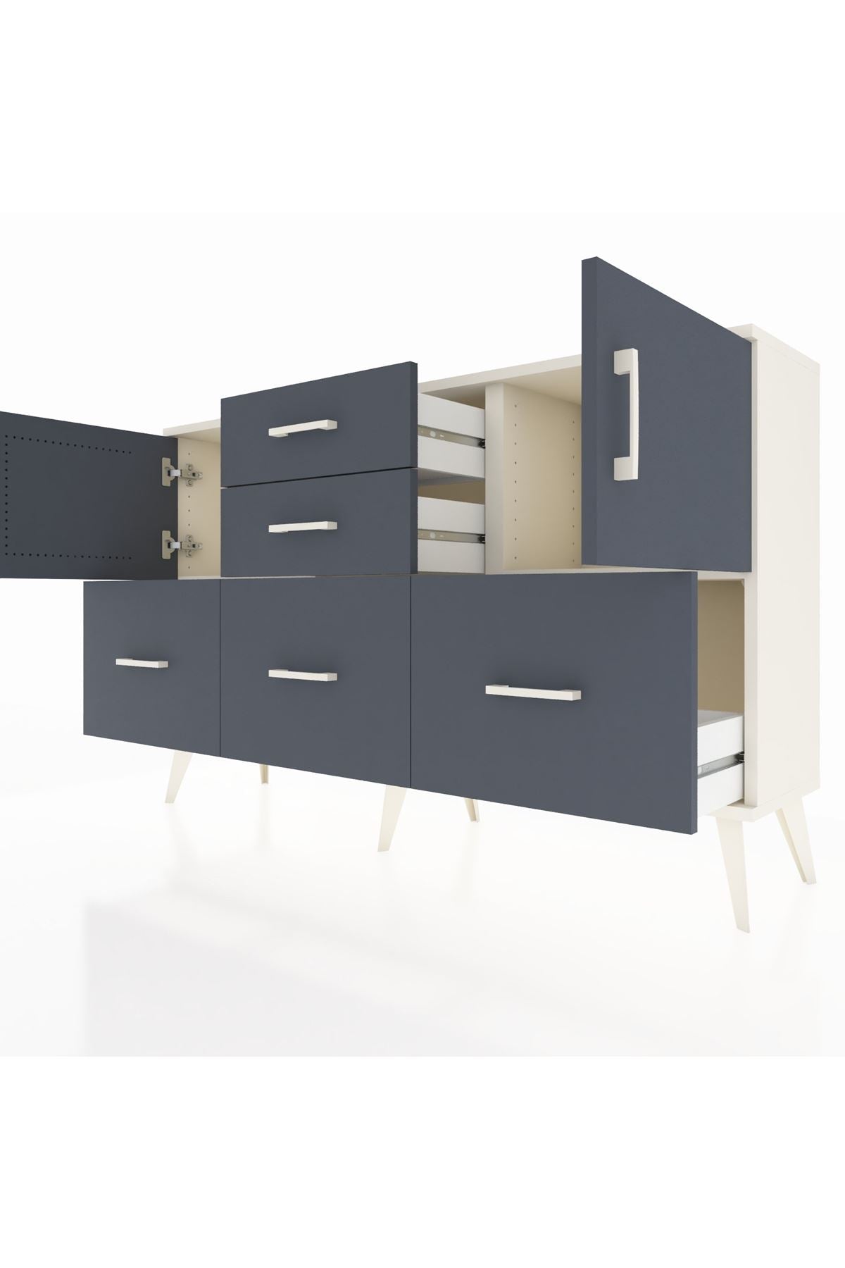 Arges Konsol 2 Raflı 5 Çekmeceli 2 Kapaklı 132x30x83 - S144M042V08A