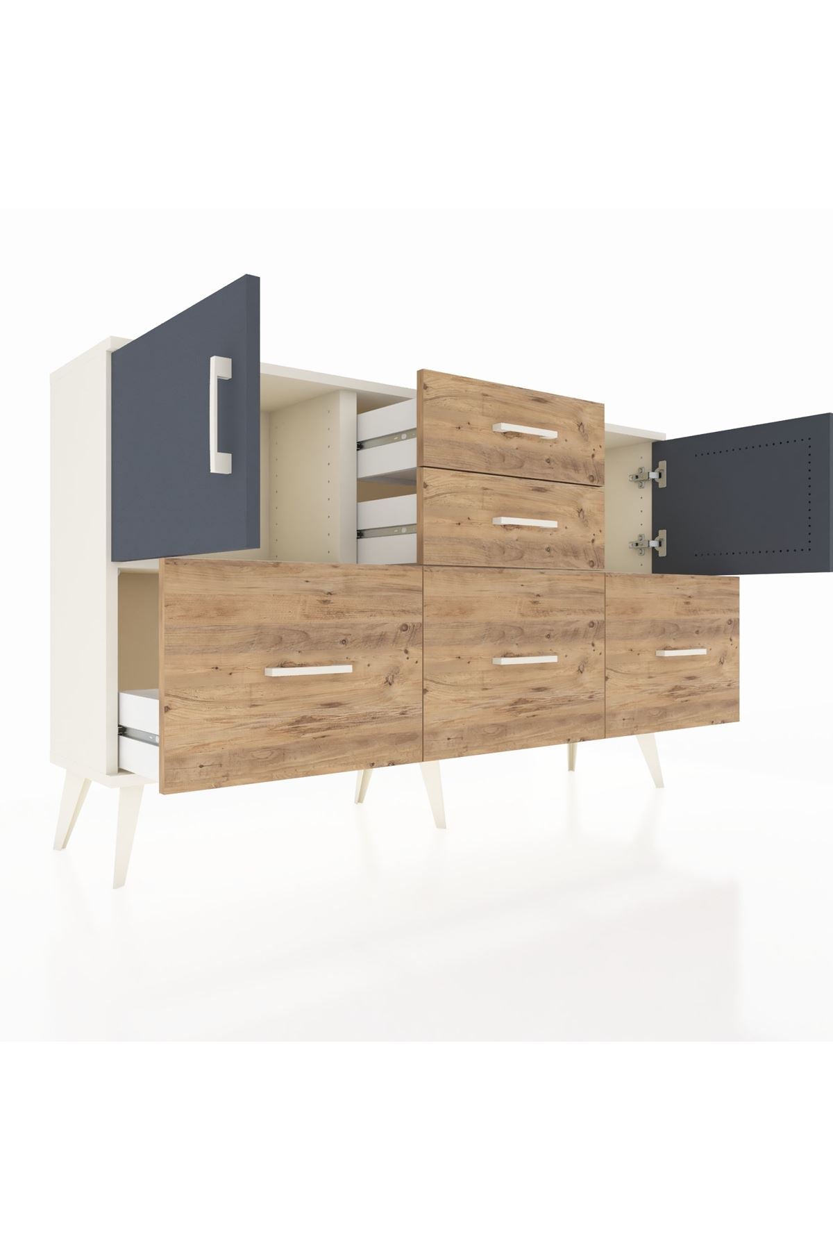 Arges Konsol 2 Raflı 5 Çekmeceli 2 Kapaklı 132x30x83 - S144M042V09A