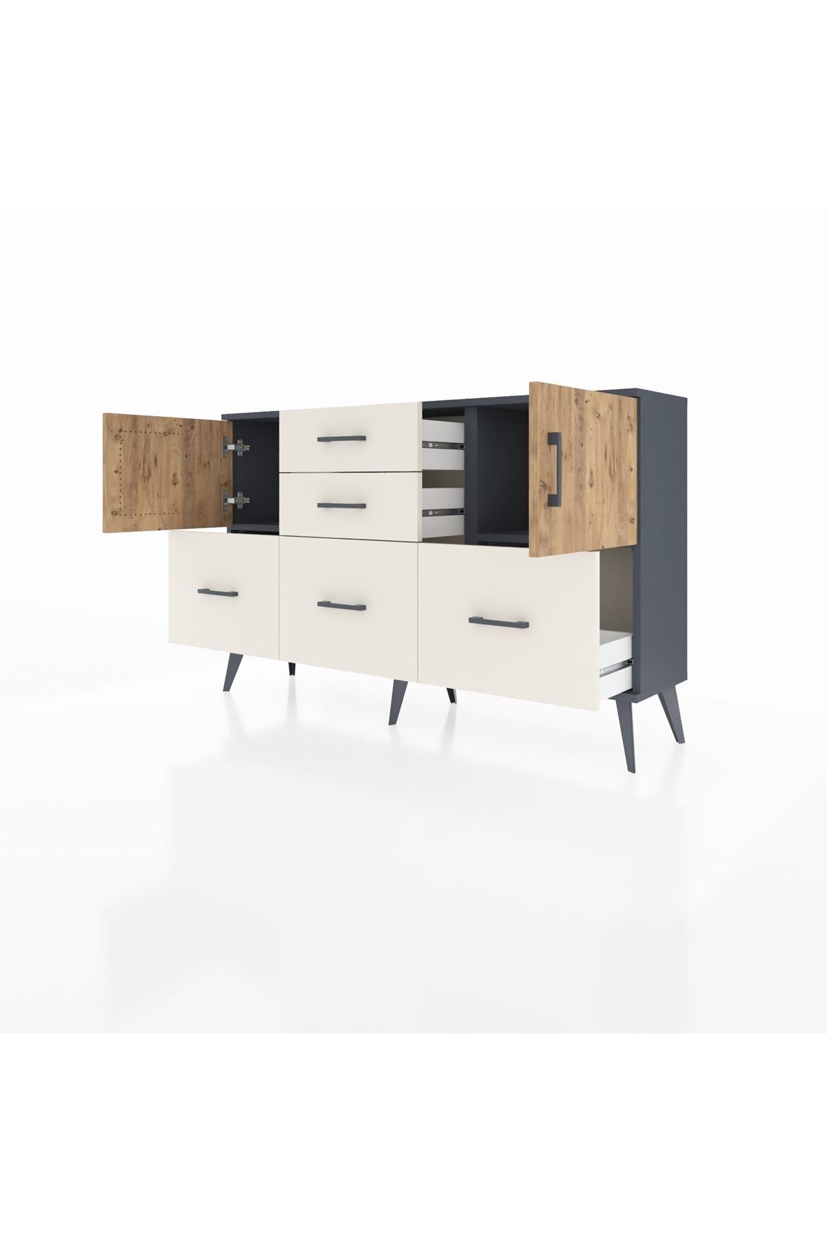 Arges Konsol 2 Raflı 5 Çekmeceli 2 Kapaklı 132x30x83 - S144M042V10A