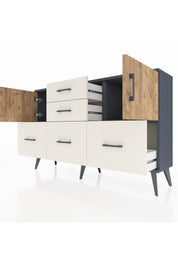 Arges Konsol 2 Raflı 5 Çekmeceli 2 Kapaklı 132x30x83 - S144M042V10A