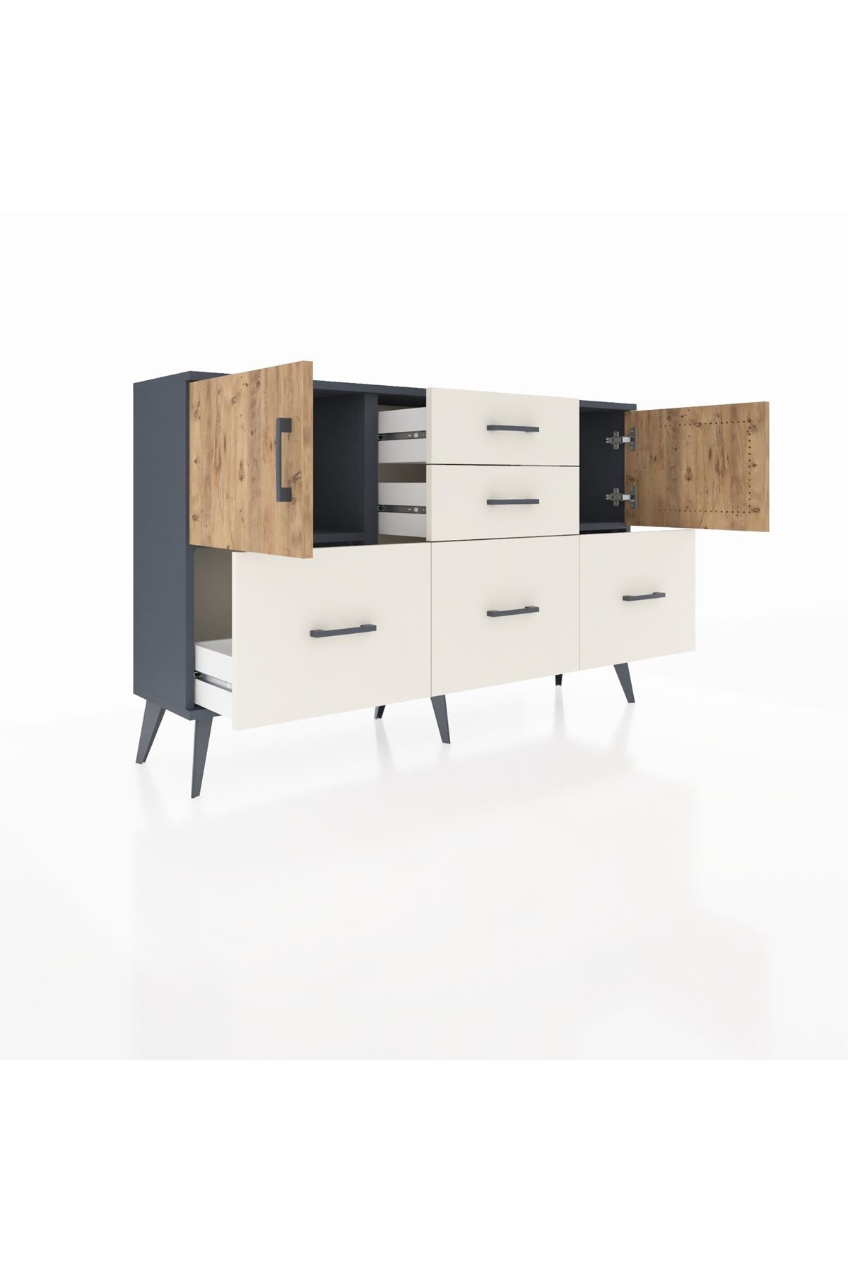 Arges Konsol 2 Raflı 5 Çekmeceli 2 Kapaklı 132x30x83 - S144M042V10A