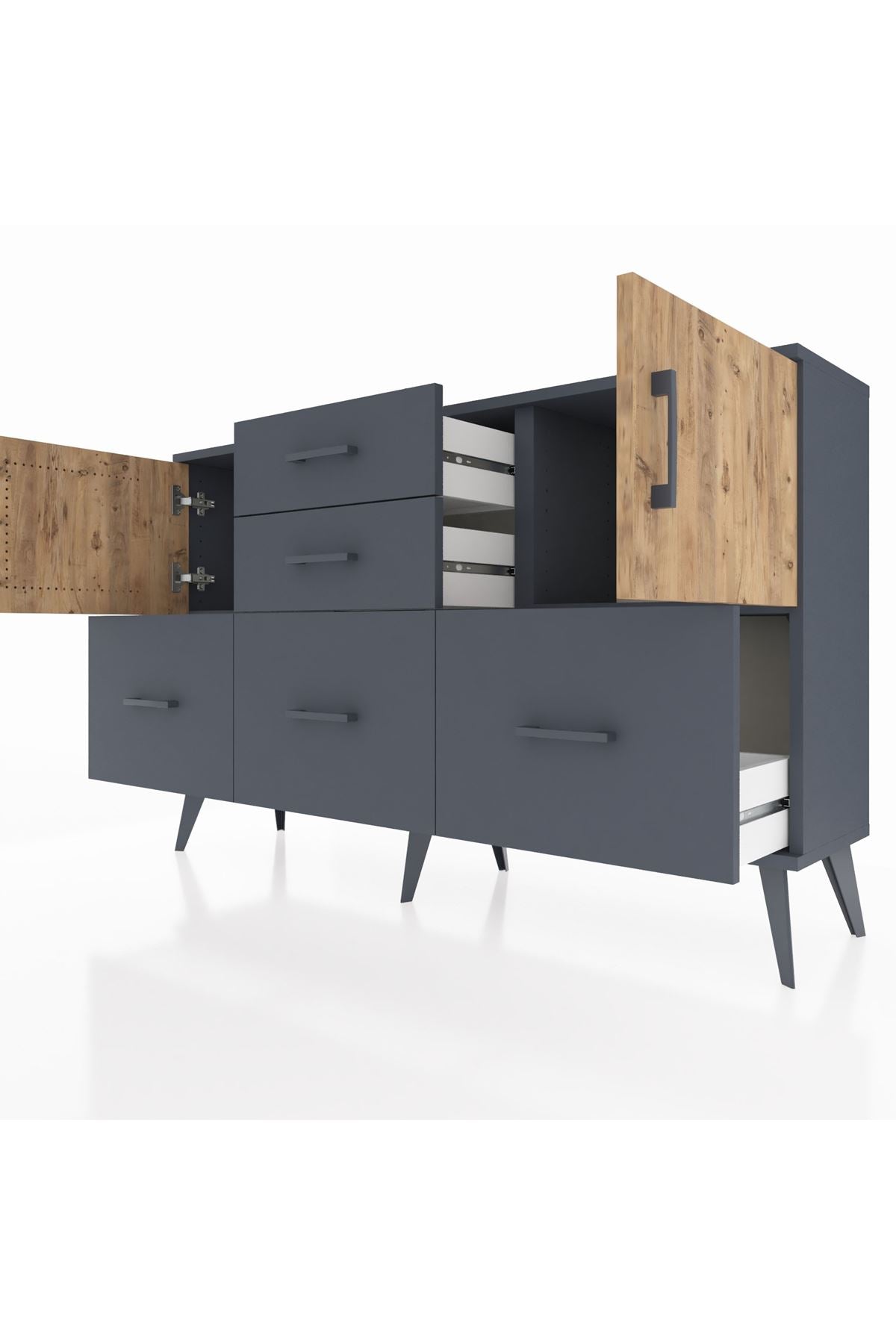 Arges Konsol 2 Raflı 5 Çekmeceli 2 Kapaklı 132x30x83 - S144M042V11A