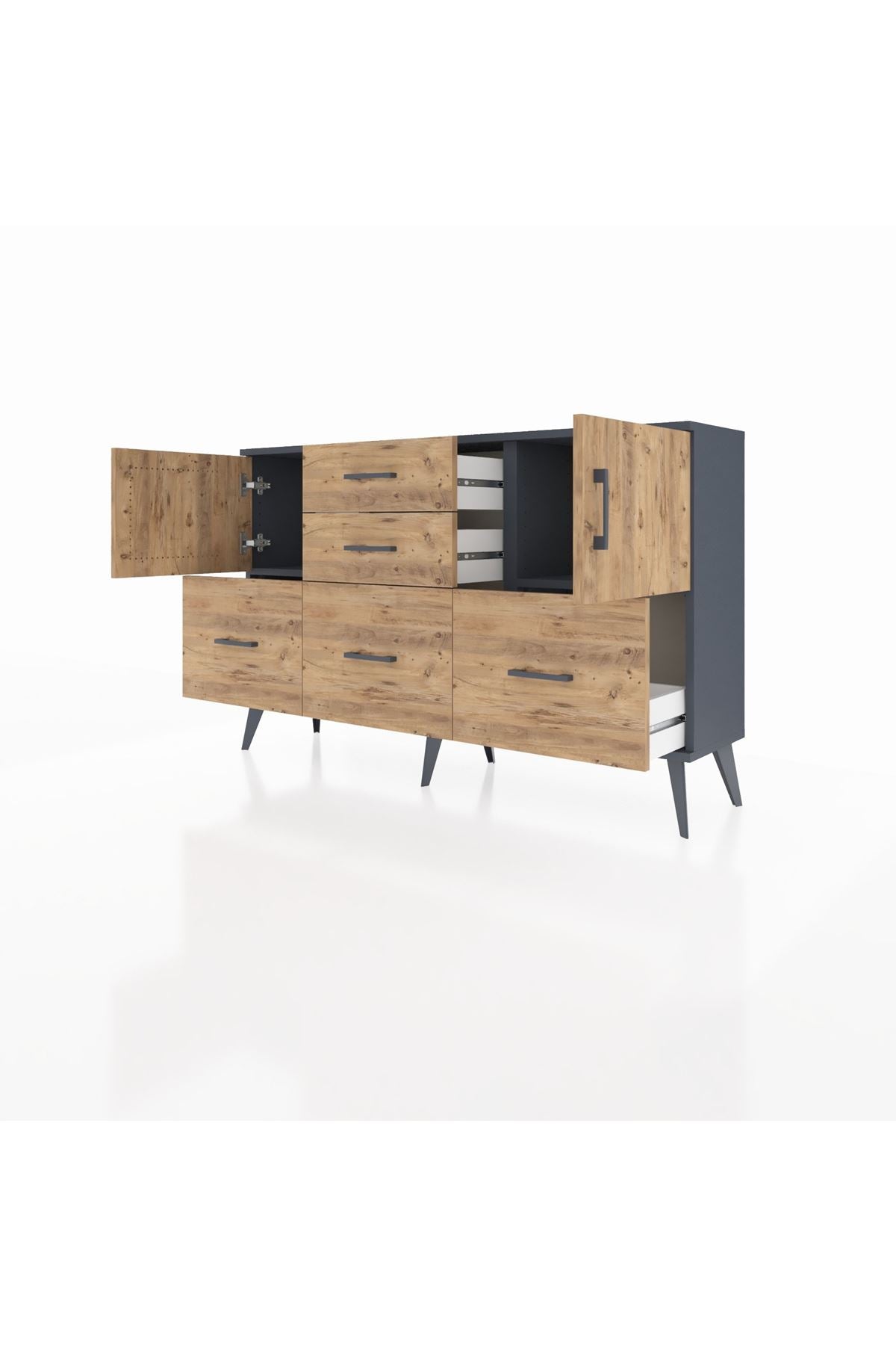 Arges Konsol 2 Raflı 5 Çekmeceli 2 Kapaklı 132x30x83 - S144M042V12A