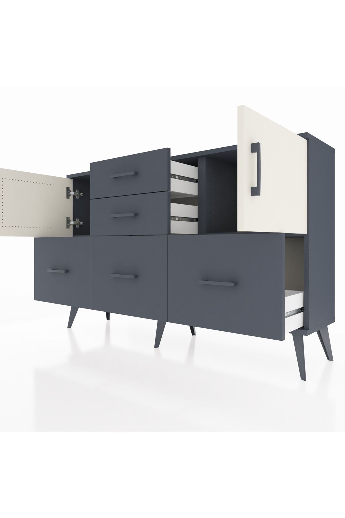 Arges Konsol 2 Raflı 5 Çekmeceli 2 Kapaklı 132x30x83 - S144M042V14A