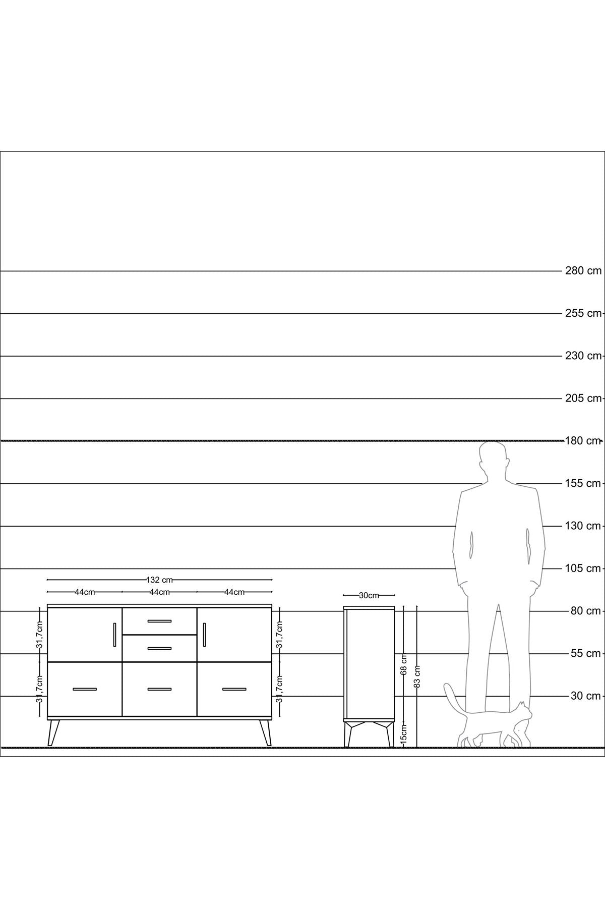 Arges Konsol 2 Raflı 5 Çekmeceli 2 Kapaklı 132x30x83 - S144M042V14A