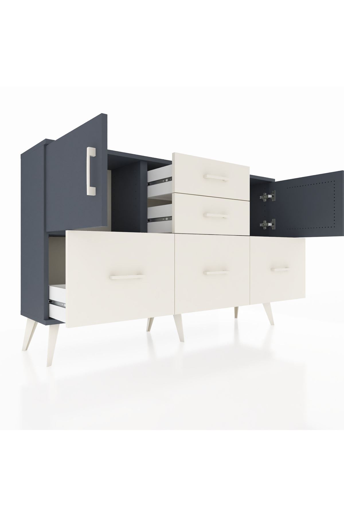 Arges Konsol 2 Raflı 5 Çekmeceli 2 Kapaklı 132x30x83 - S144M042V16A