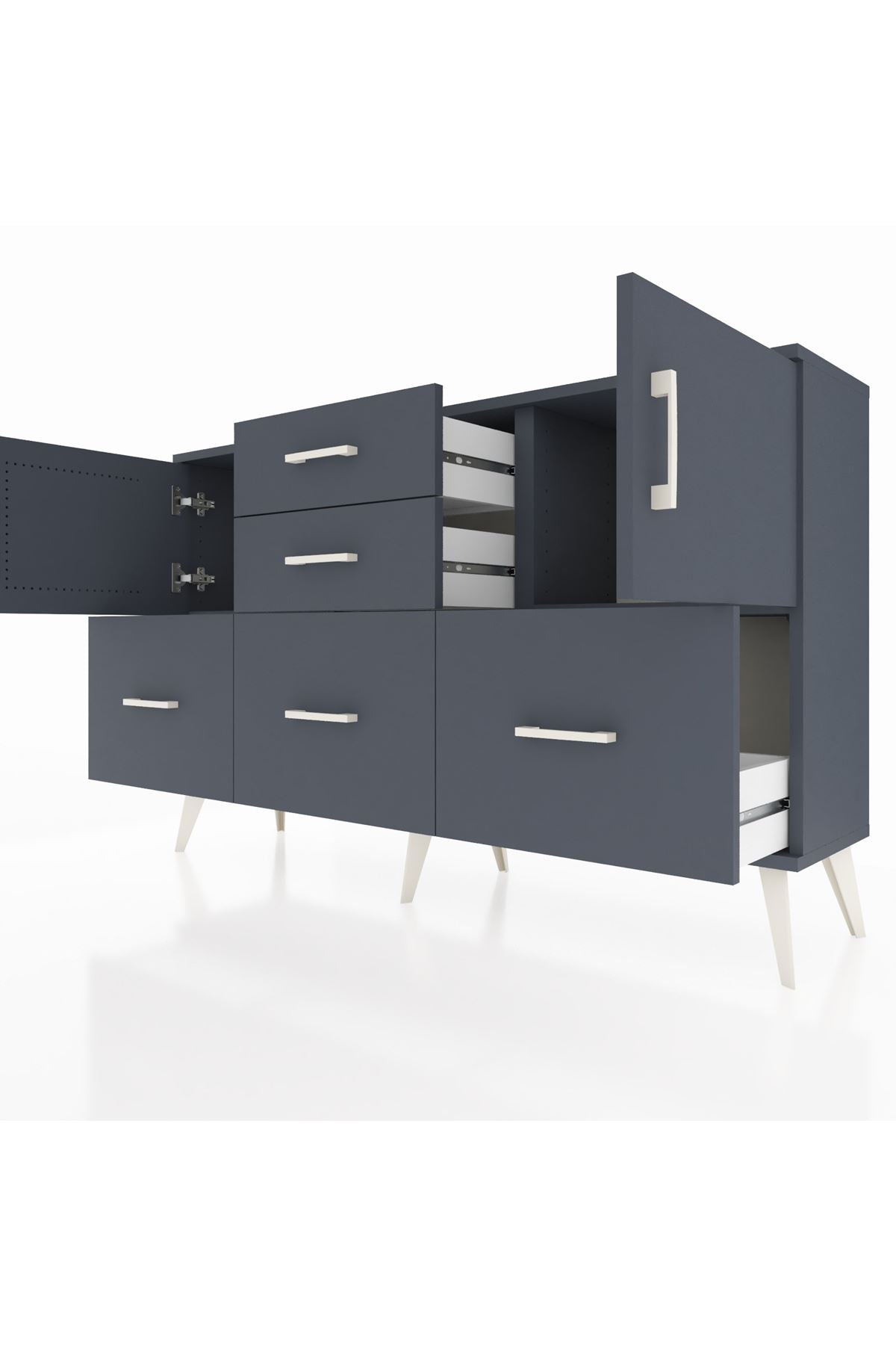 Arges Konsol 2 Raflı 5 Çekmeceli 2 Kapaklı 132x30x83 - S144M042V17A