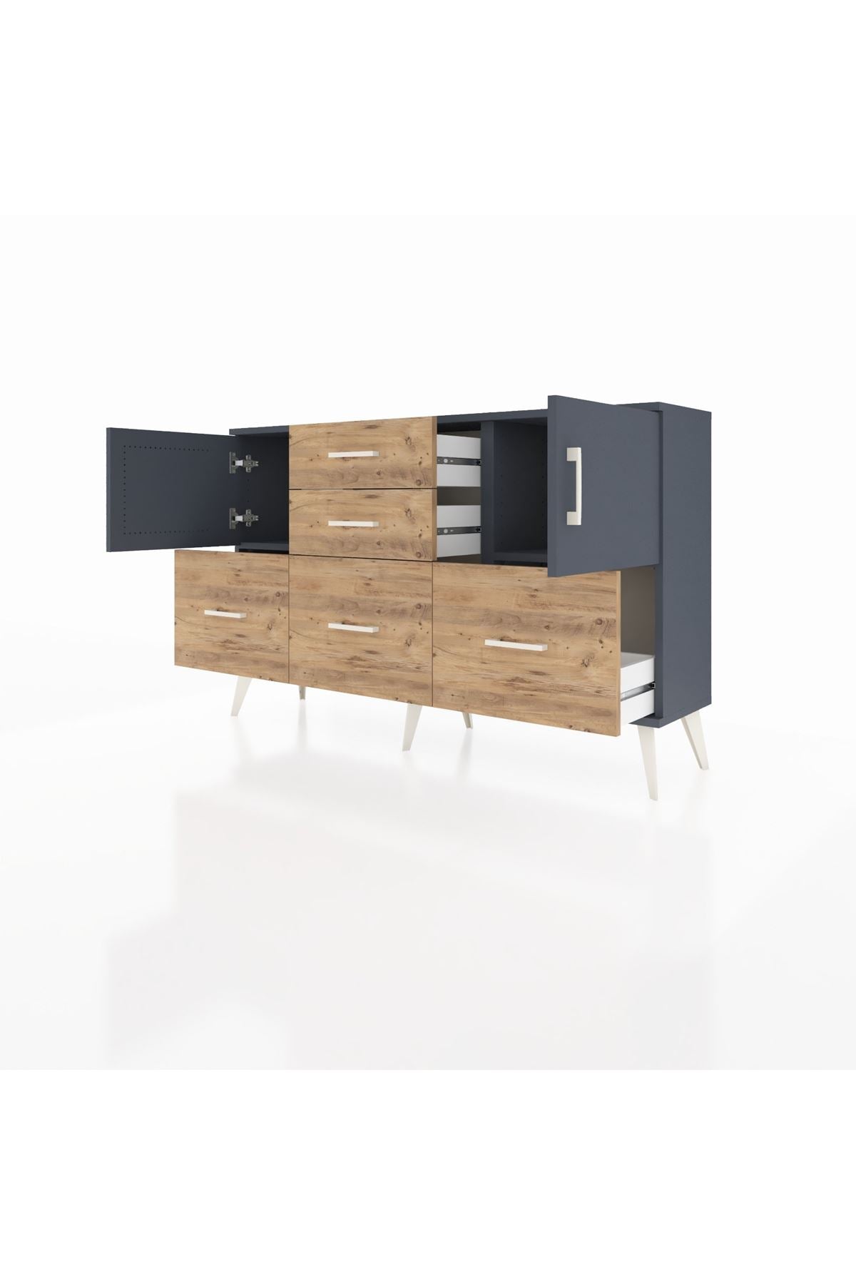 Arges Konsol 2 Raflı 5 Çekmeceli 2 Kapaklı 132x30x83 - S144M042V18A