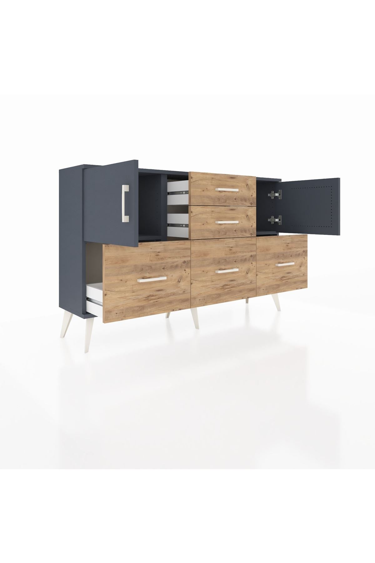 Arges Konsol 2 Raflı 5 Çekmeceli 2 Kapaklı 132x30x83 - S144M042V18A