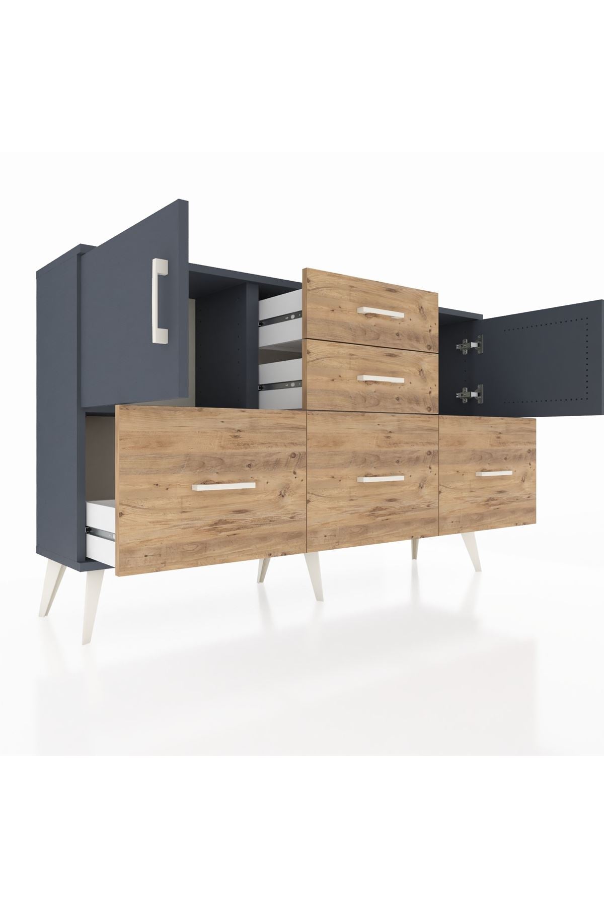 Arges Konsol 2 Raflı 5 Çekmeceli 2 Kapaklı 132x30x83 - S144M042V18A