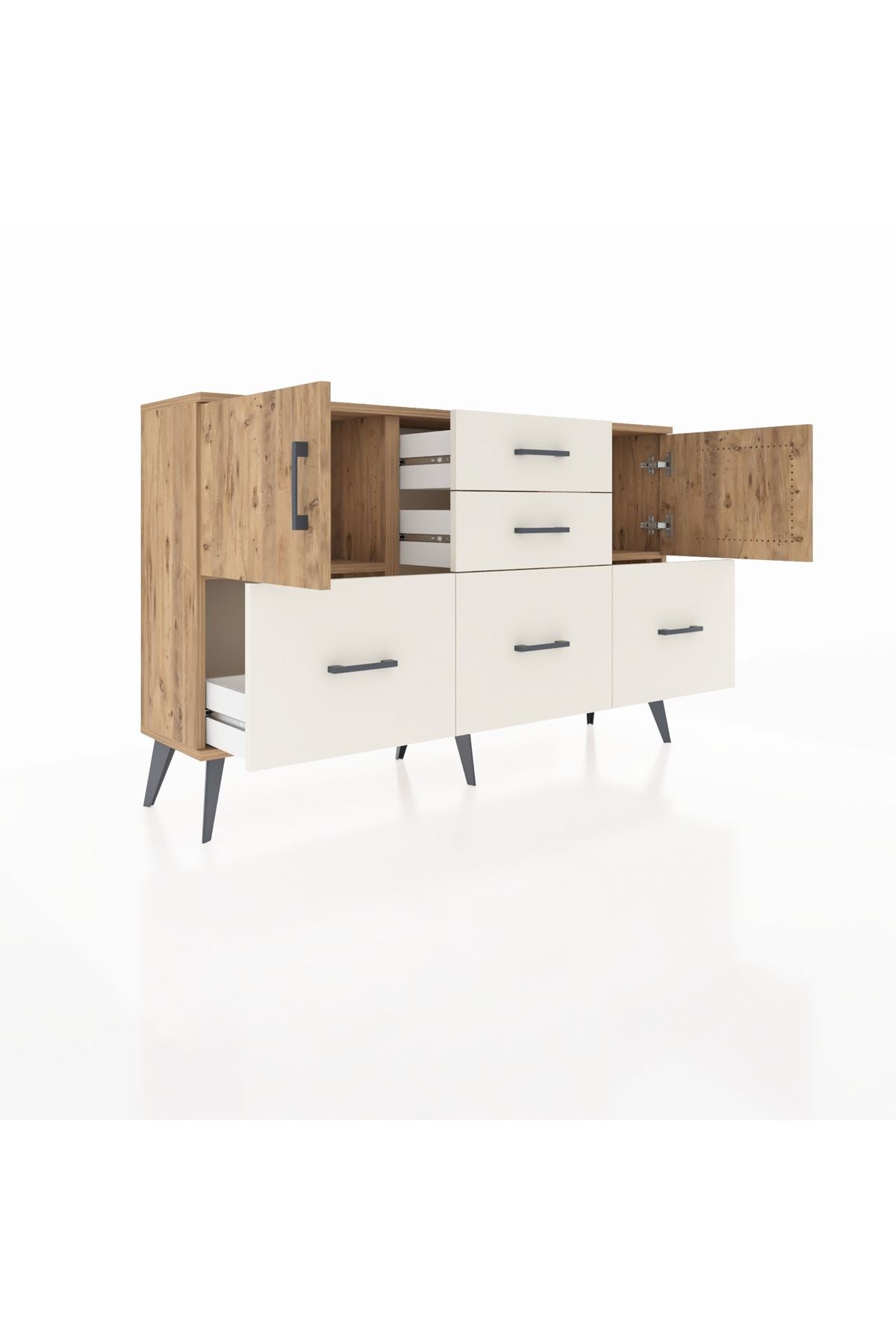 Arges Konsol 2 Raflı 5 Çekmeceli 2 Kapaklı 132x30x83 - S144M042V19A