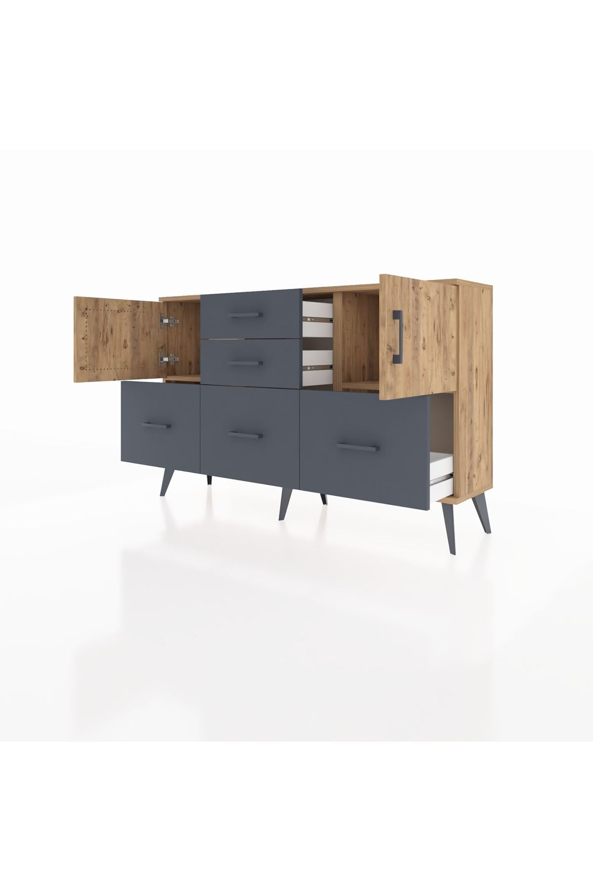 Arges Konsol 2 Raflı 5 Çekmeceli 2 Kapaklı 132x30x83 - S144M042V20A