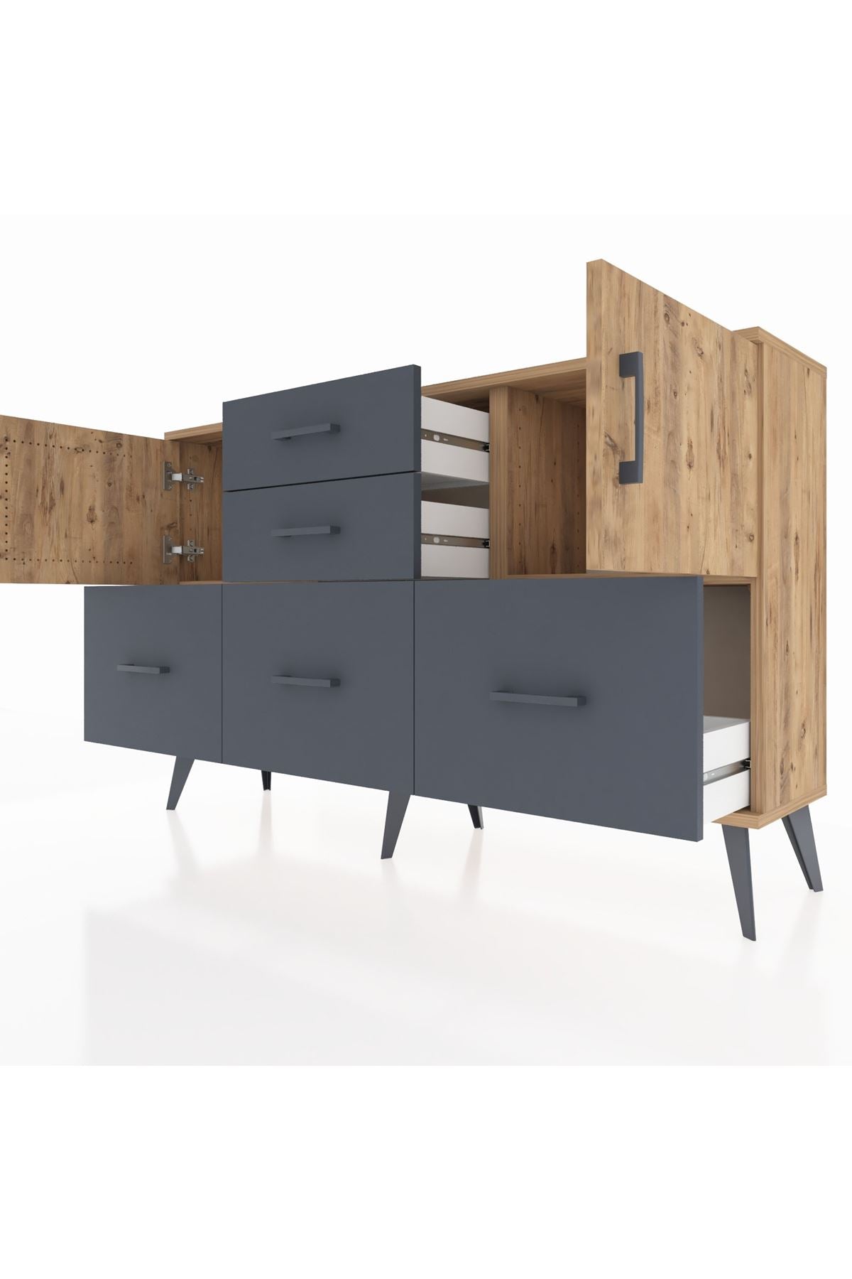 Arges Konsol 2 Raflı 5 Çekmeceli 2 Kapaklı 132x30x83 - S144M042V20A