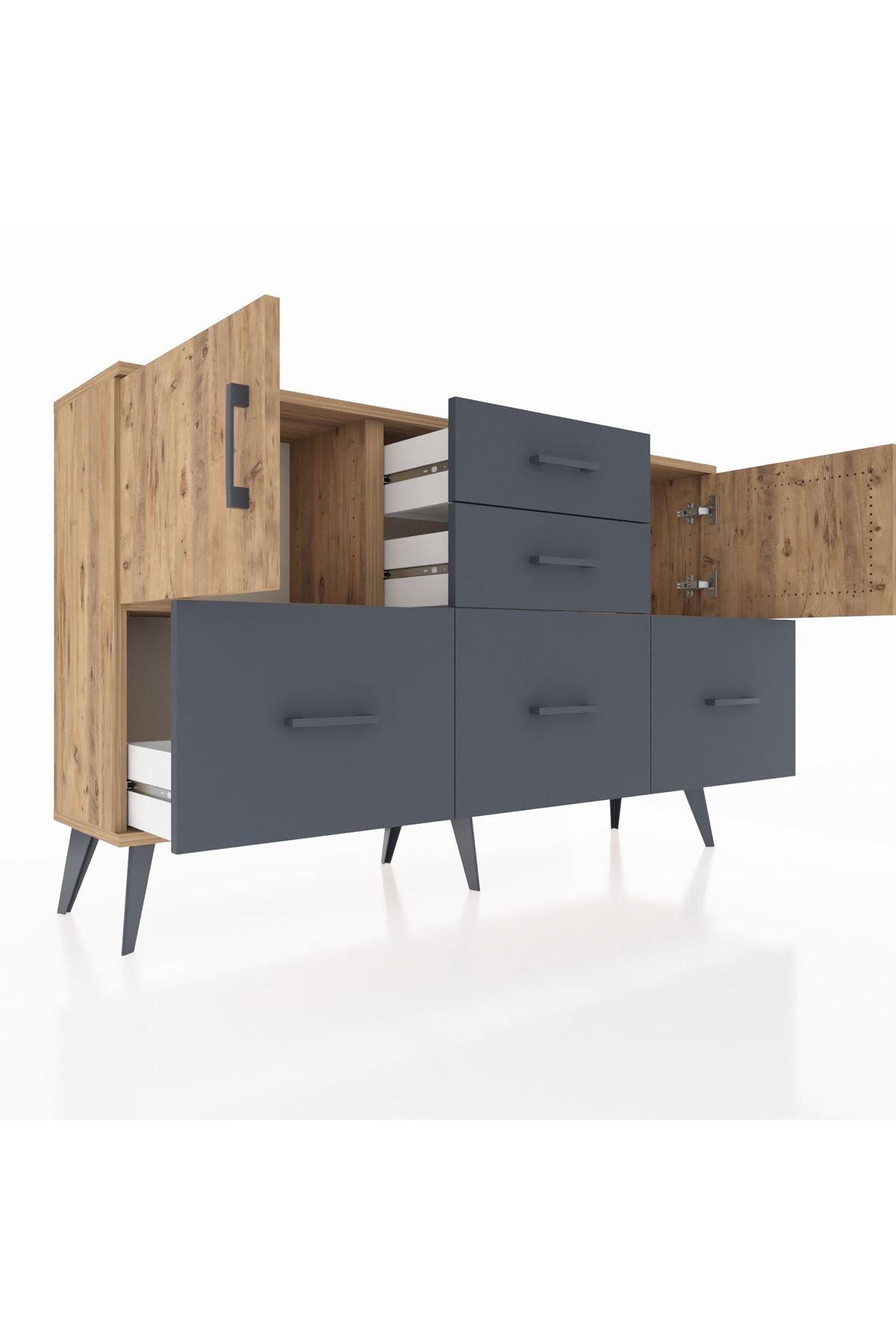 Arges Konsol 2 Raflı 5 Çekmeceli 2 Kapaklı 132x30x83 - S144M042V20A