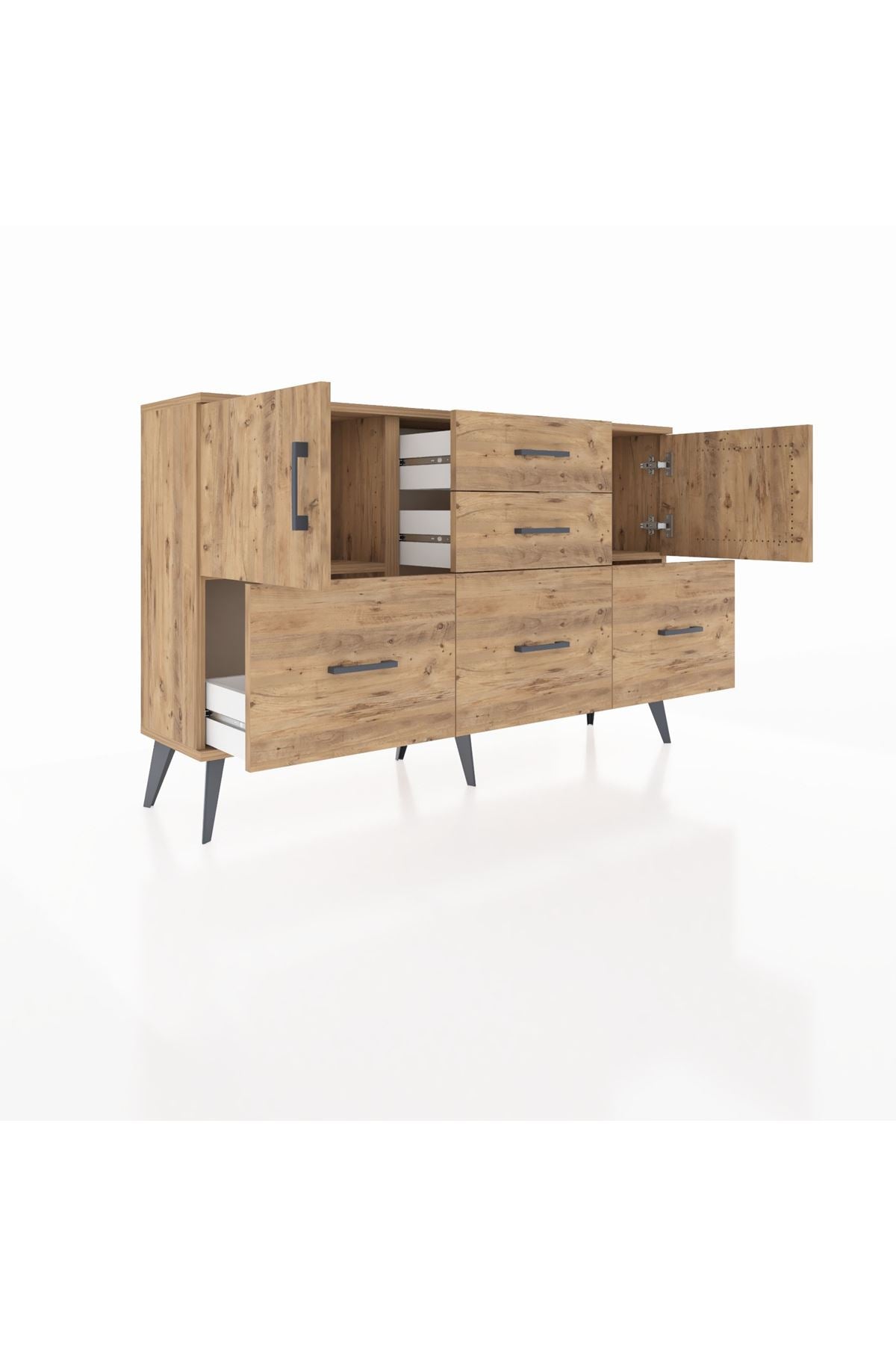 Arges Konsol 2 Raflı 5 Çekmeceli 2 Kapaklı 132x30x83 - S144M042V21A