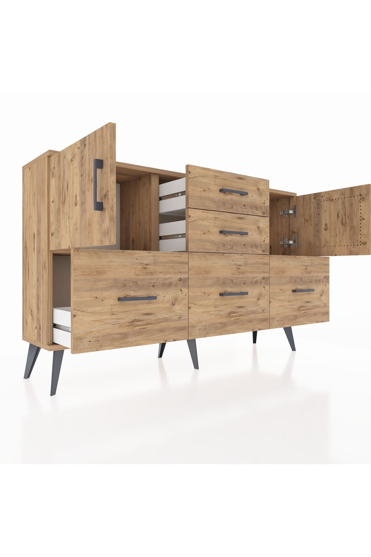 Arges Konsol 2 Raflı 5 Çekmeceli 2 Kapaklı 132x30x83 - S144M042V21A