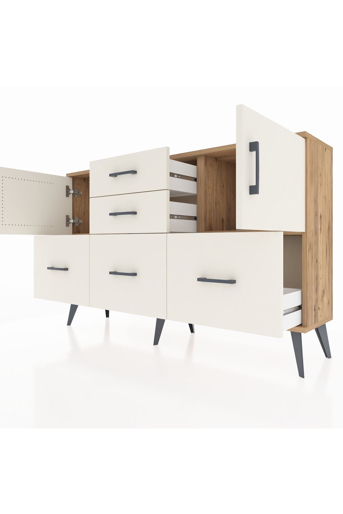 Arges Konsol 2 Raflı 5 Çekmeceli 2 Kapaklı 132x30x83 - S144M042V22A