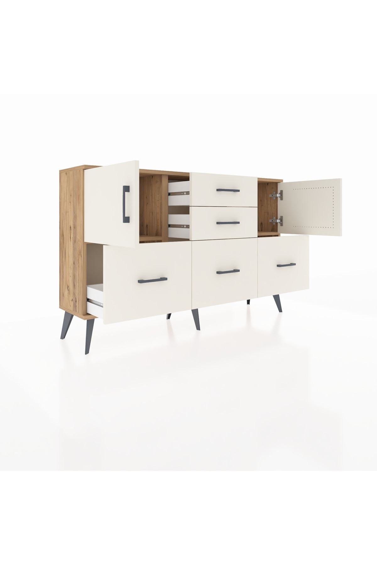 Arges Konsol 2 Raflı 5 Çekmeceli 2 Kapaklı 132x30x83 - S144M042V22A