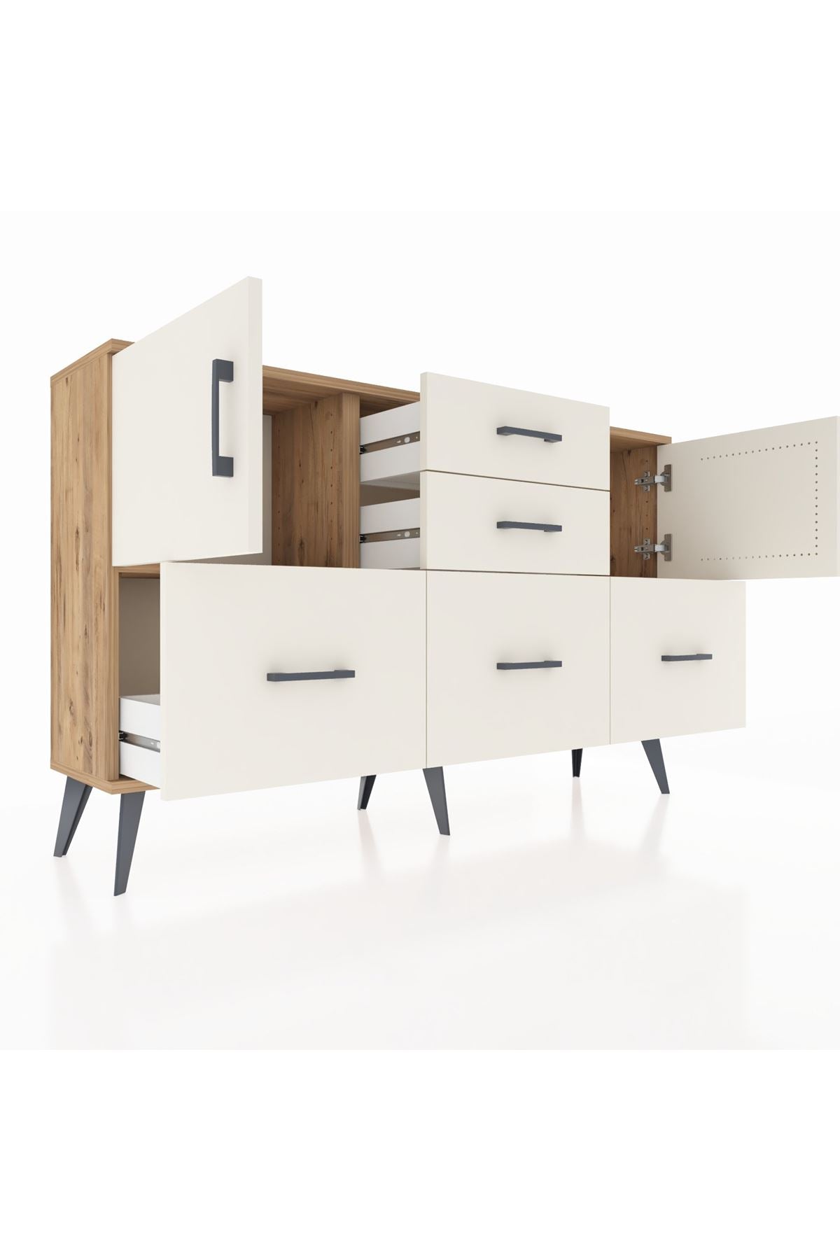 Arges Konsol 2 Raflı 5 Çekmeceli 2 Kapaklı 132x30x83 - S144M042V22A