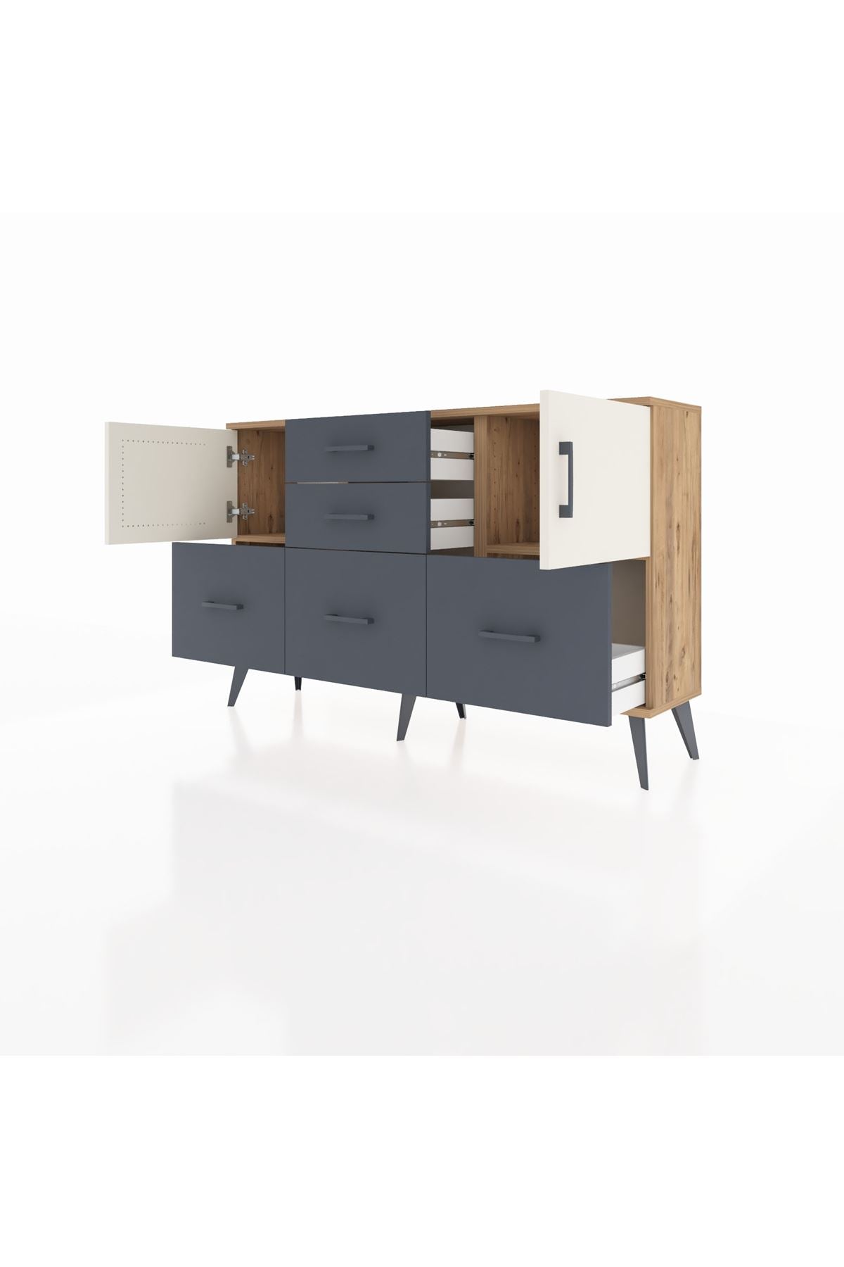 Arges Konsol 2 Raflı 5 Çekmeceli 2 Kapaklı 132x30x83 - S144M042V23A