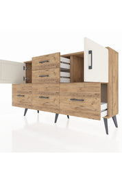 Arges Konsol 2 Raflı 5 Çekmeceli 2 Kapaklı 132x30x83 - S144M042V24A