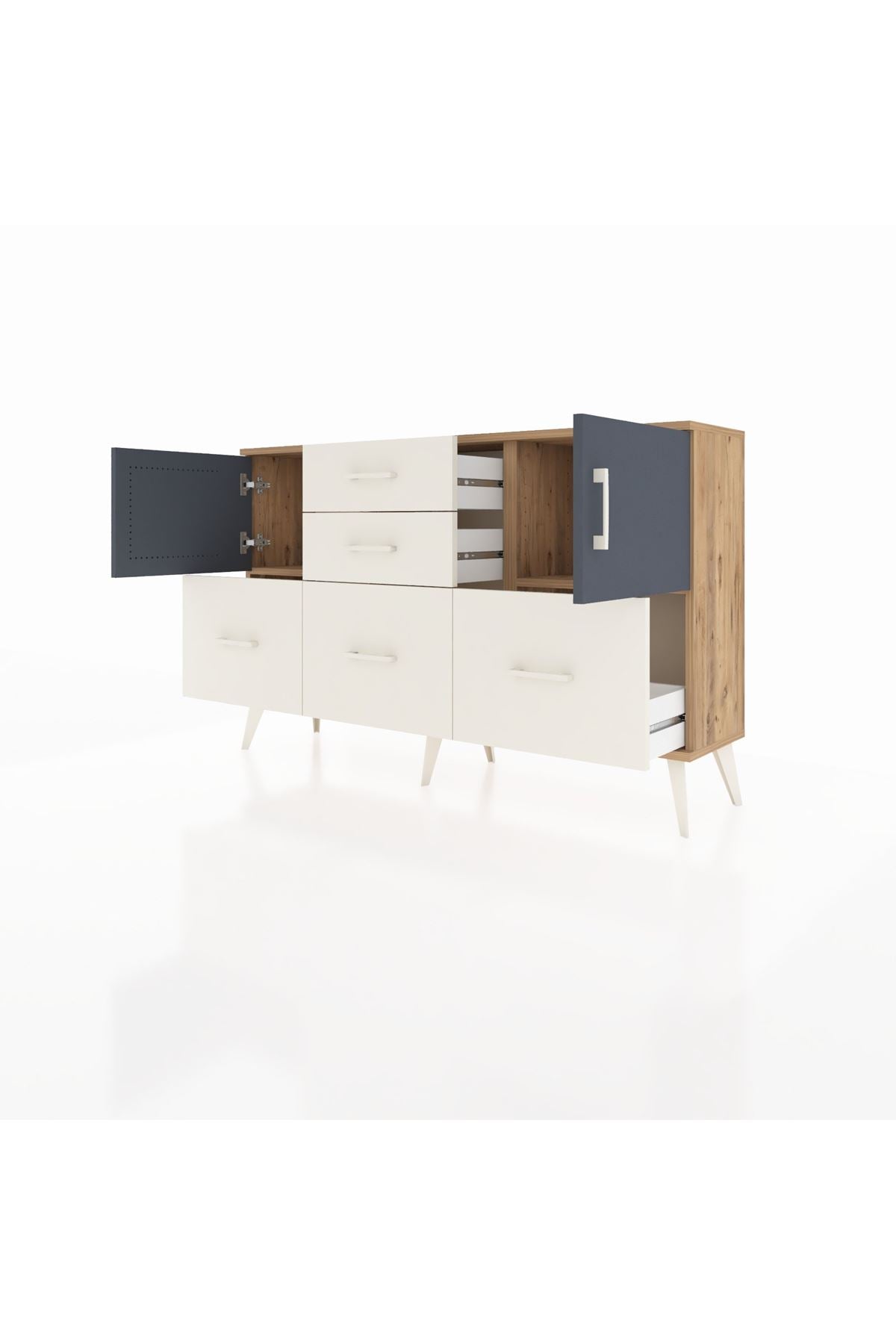 Arges Konsol 2 Raflı 5 Çekmeceli 2 Kapaklı 132x30x83 - S144M042V25A