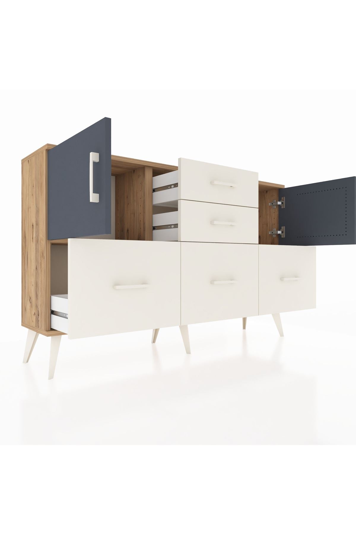 Arges Konsol 2 Raflı 5 Çekmeceli 2 Kapaklı 132x30x83 - S144M042V25A