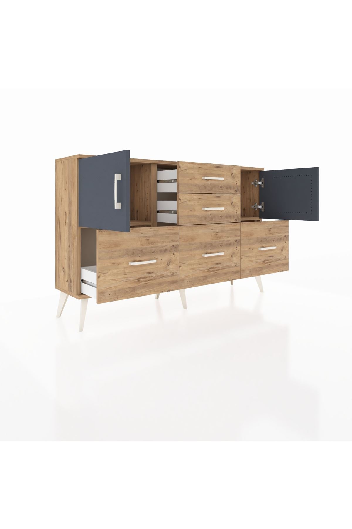 Arges Konsol 2 Raflı 5 Çekmeceli 2 Kapaklı 132x30x83 - S144M042V27A