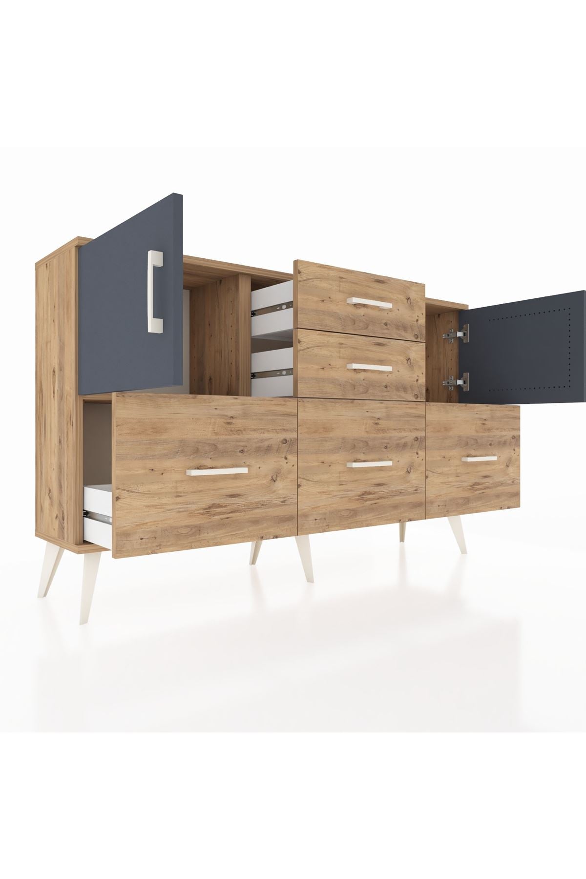 Arges Konsol 2 Raflı 5 Çekmeceli 2 Kapaklı 132x30x83 - S144M042V27A