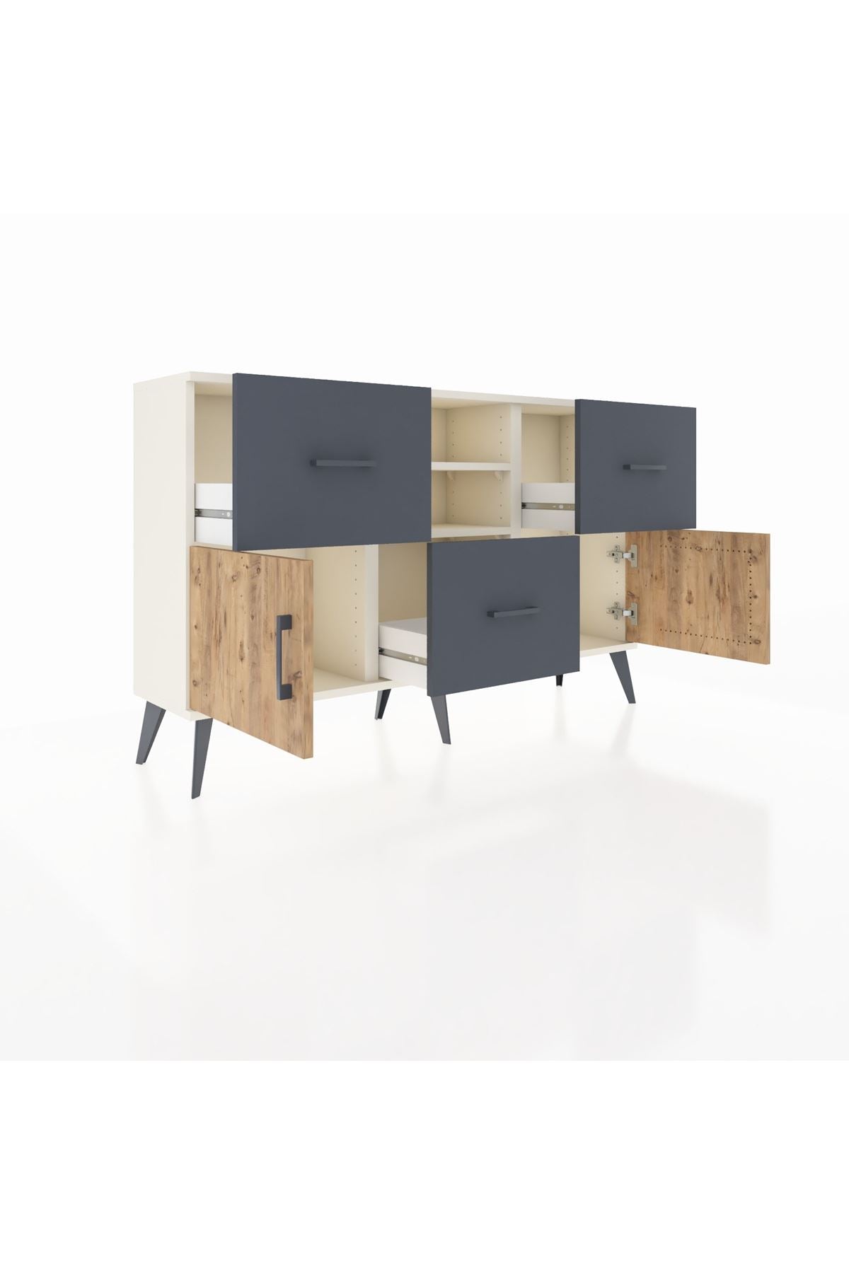 Arges Konsol 2 Raflı 3 Çekmeceli 2 Kapaklı 132x30x83 - S144M043V02A