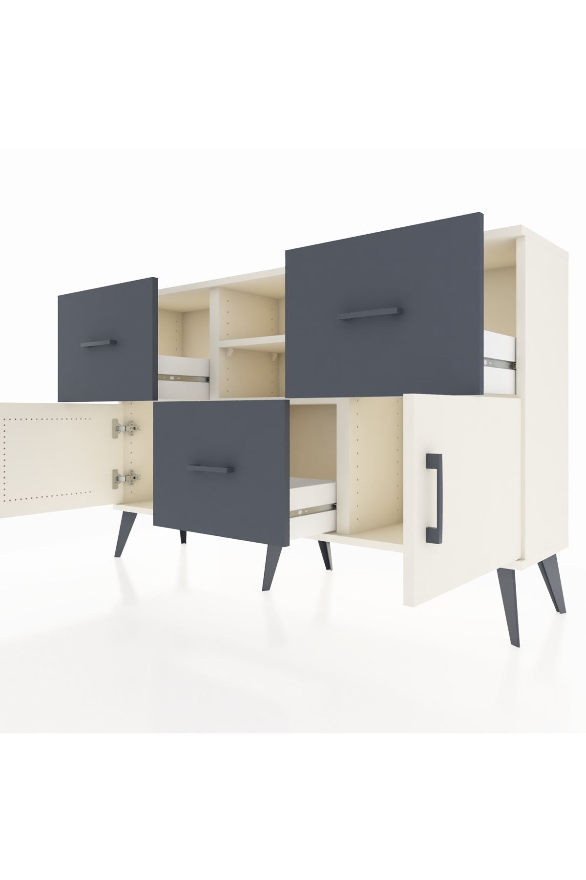 Arges Konsol 2 Raflı 3 Çekmeceli 2 Kapaklı 132x30x83 - S144M043V05A