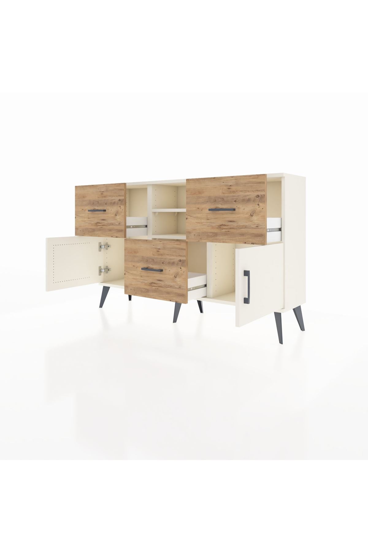 Arges Konsol 2 Raflı 3 Çekmeceli 2 Kapaklı 132x30x83 - S144M043V06A