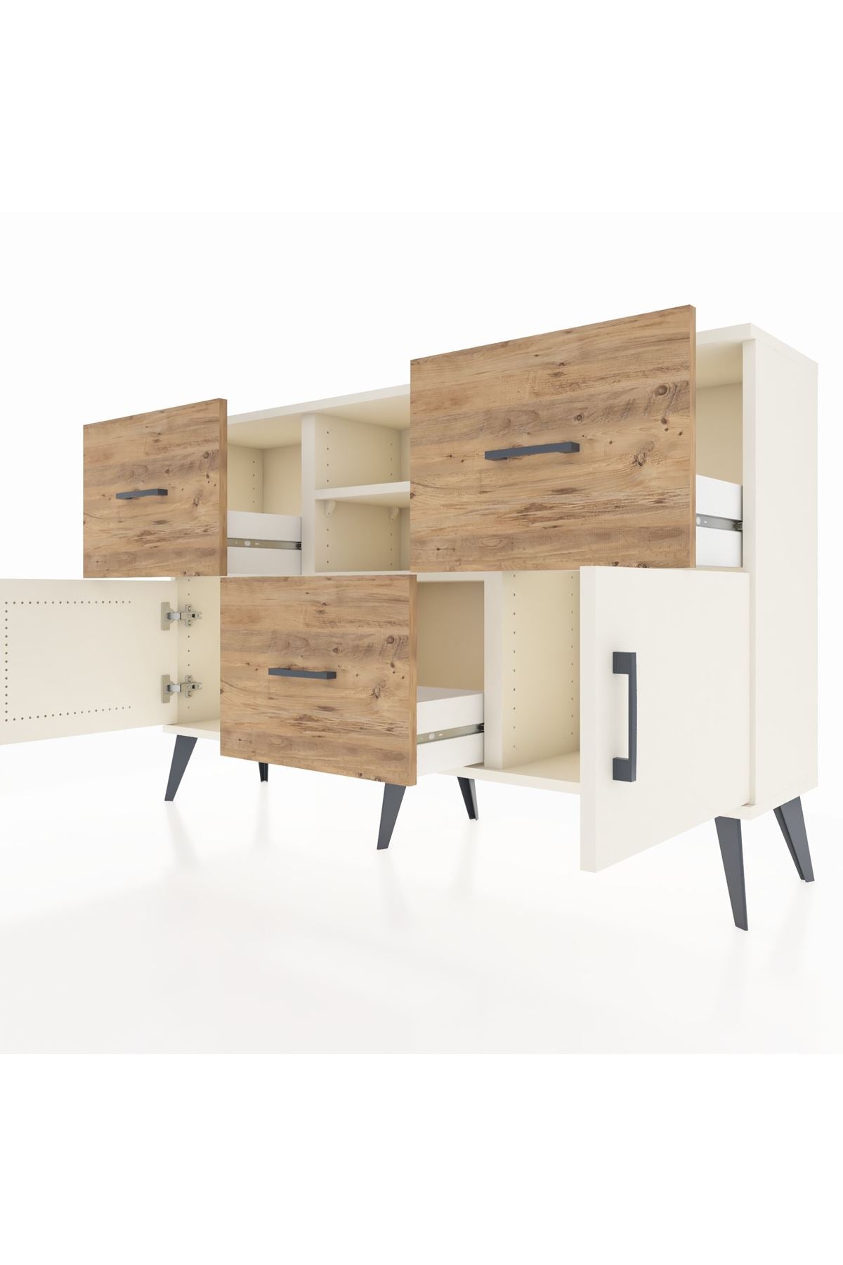 Arges Konsol 2 Raflı 3 Çekmeceli 2 Kapaklı 132x30x83 - S144M043V06A