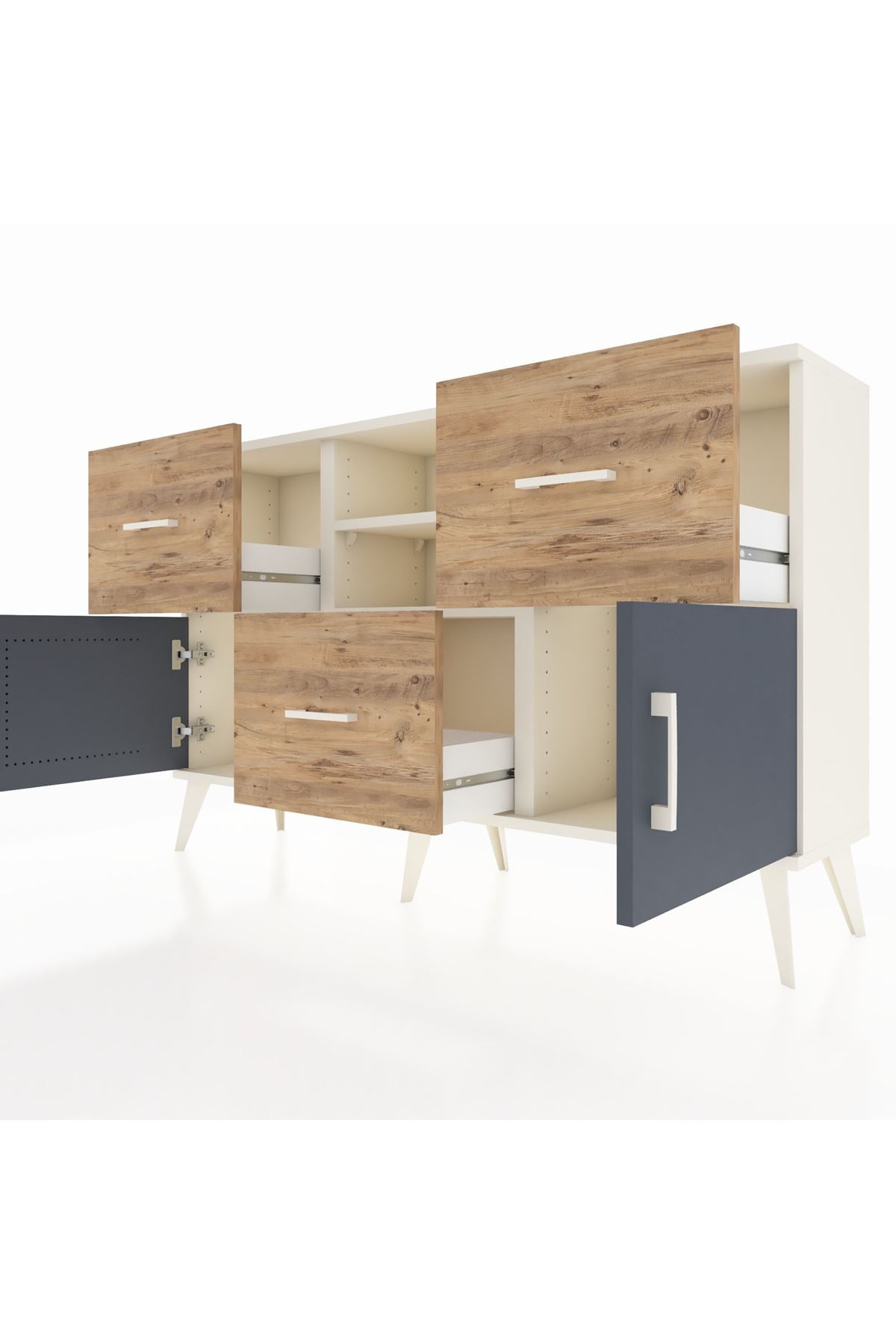 Arges Konsol 2 Raflı 3 Çekmeceli 2 Kapaklı 132x30x83 - S144M043V09A