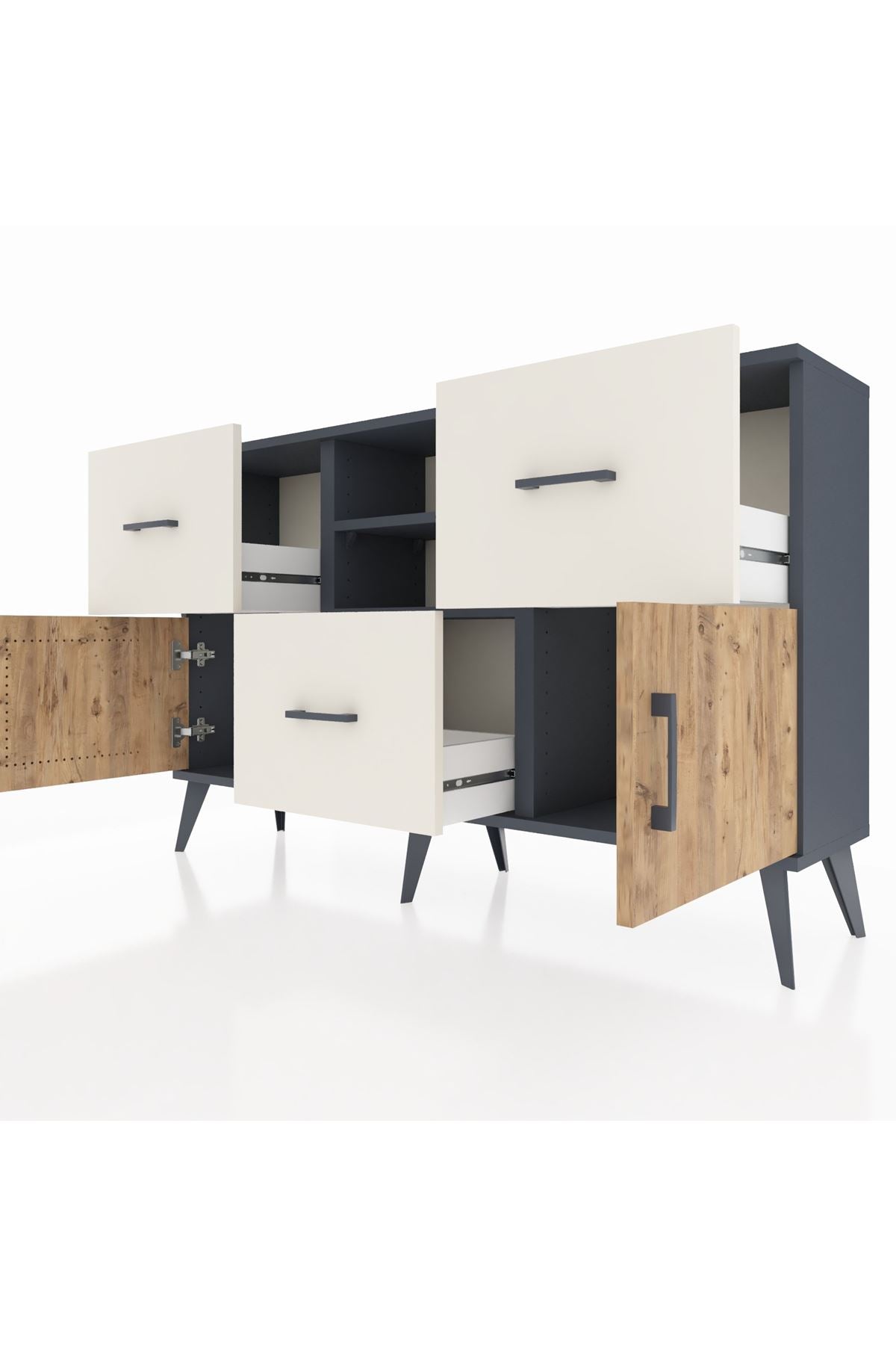 Arges Konsol 2 Raflı 3 Çekmeceli 2 Kapaklı 132x30x83 - S144M043V10A