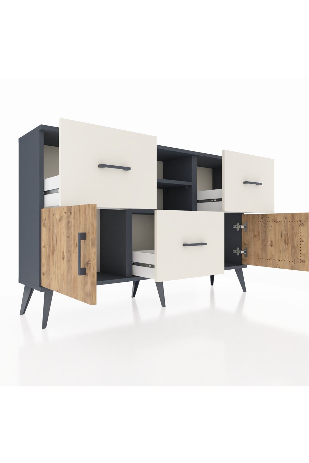 Arges Konsol 2 Raflı 3 Çekmeceli 2 Kapaklı 132x30x83 - S144M043V10A