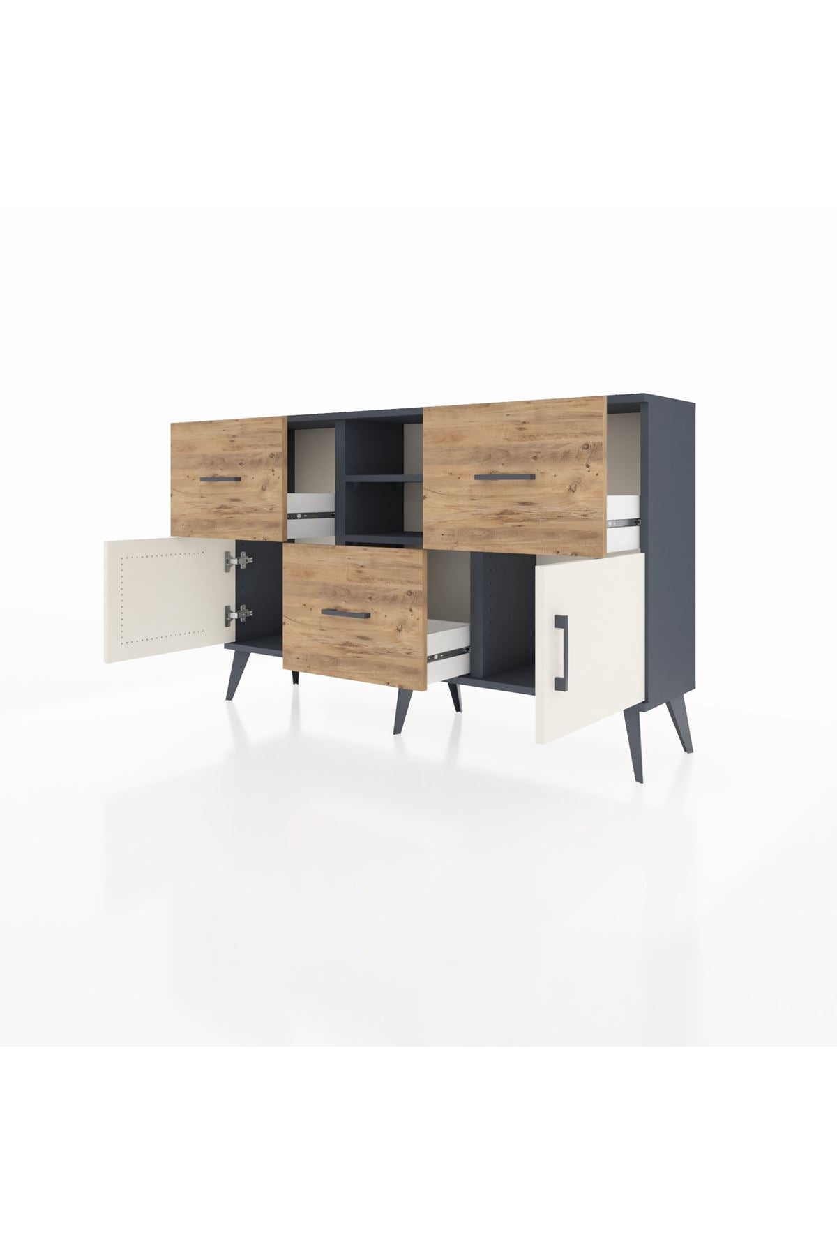 Arges Konsol 2 Raflı 3 Çekmeceli 2 Kapaklı 132x30x83 - S144M043V15A