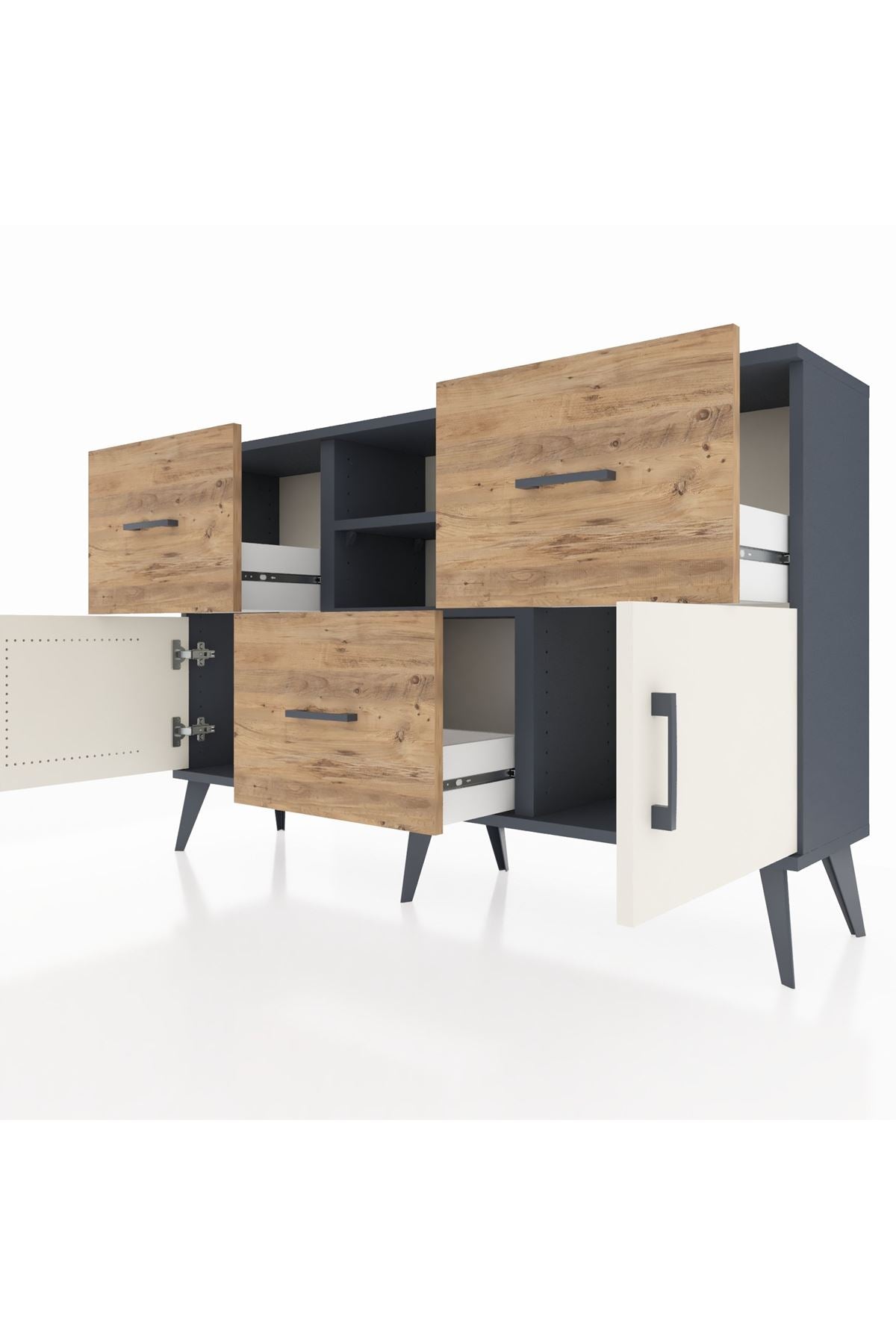 Arges Konsol 2 Raflı 3 Çekmeceli 2 Kapaklı 132x30x83 - S144M043V15A